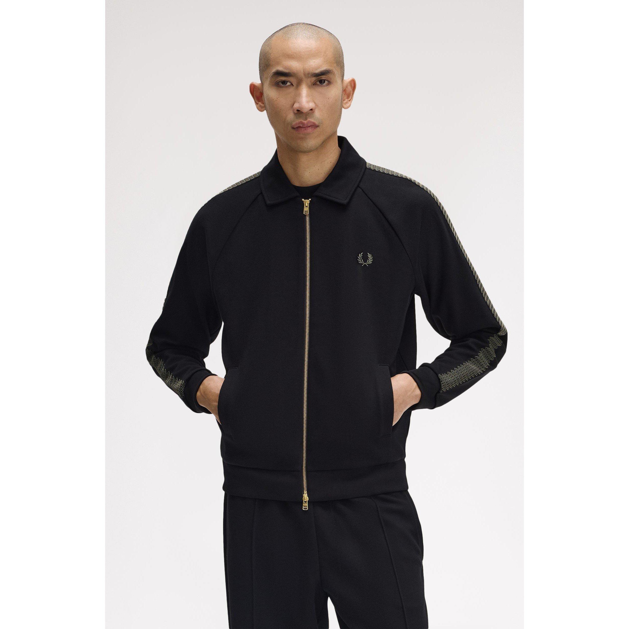 Black 102 - Fred Perry - Men's Side Tape Tracksuit Top - 5