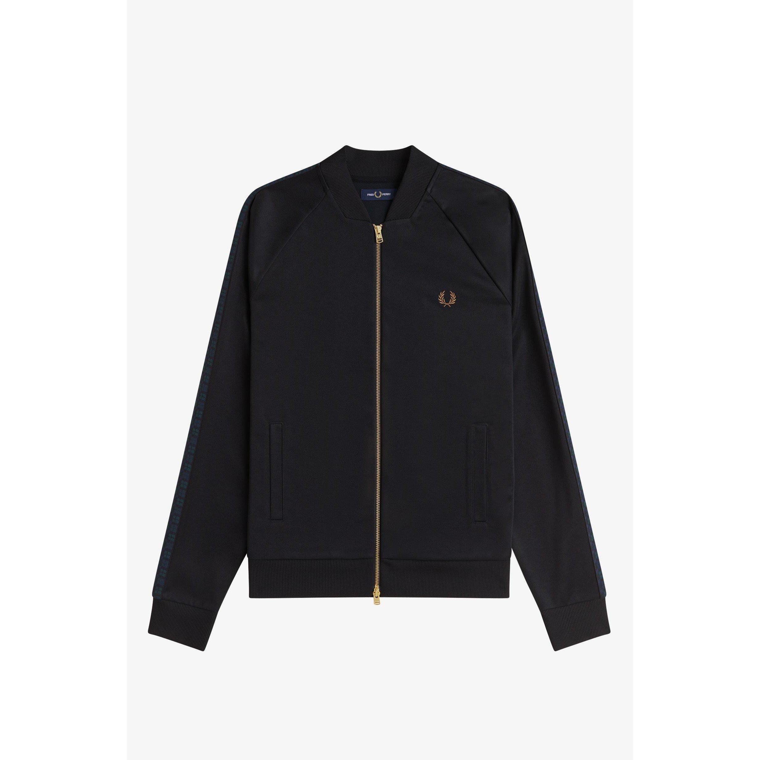 Black 102 - Fred Perry - Men's Blackwatch Tape Tracksuit Top - 1