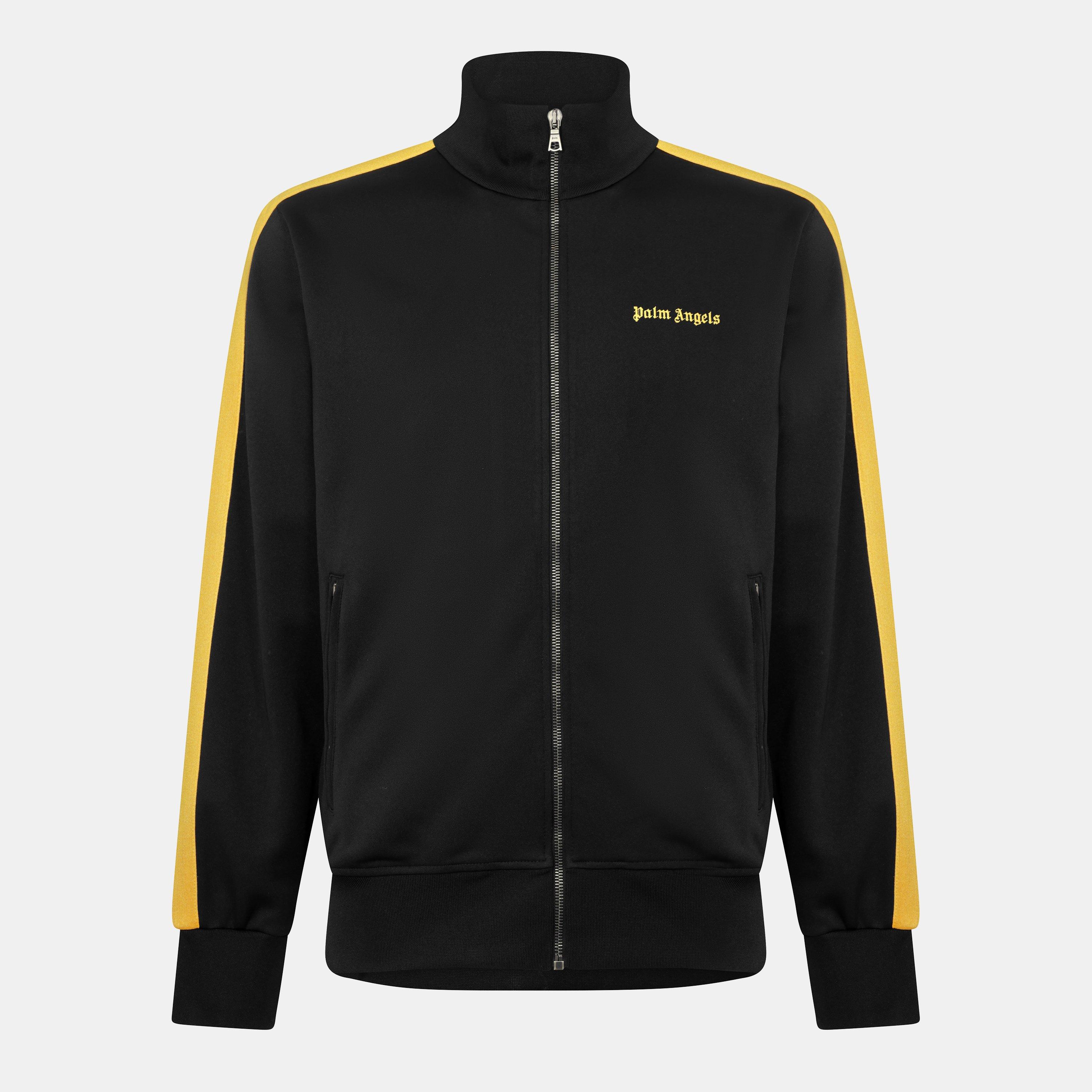 Black/Yellow - Palm Angels - Men's Classic Track Side Stripe Relaxed Fit Tracksuit Top - 1