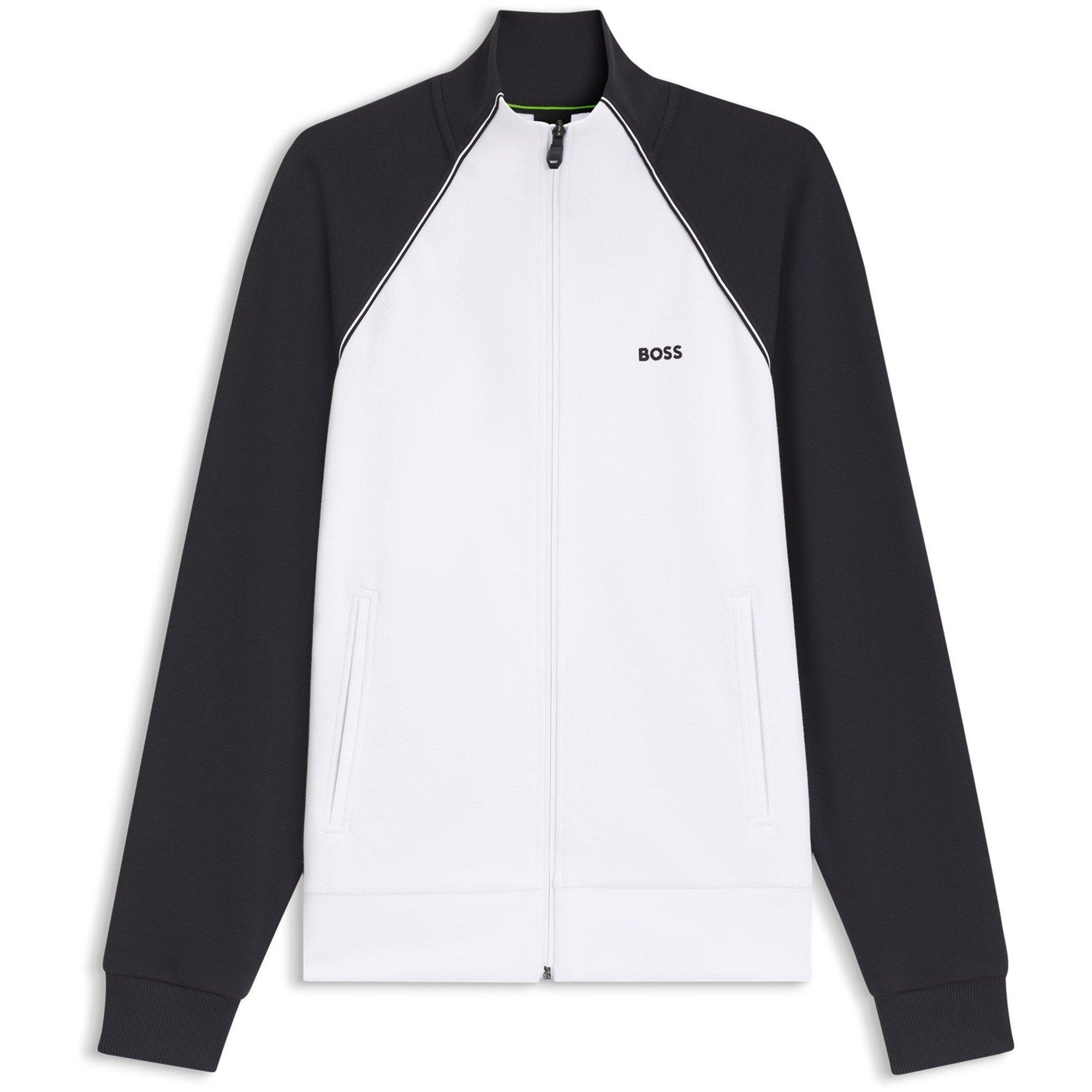 White 100 - Boss - Mens BOSS GREEN Long Sleeve Tracksuit Top with Logo Detail - 1