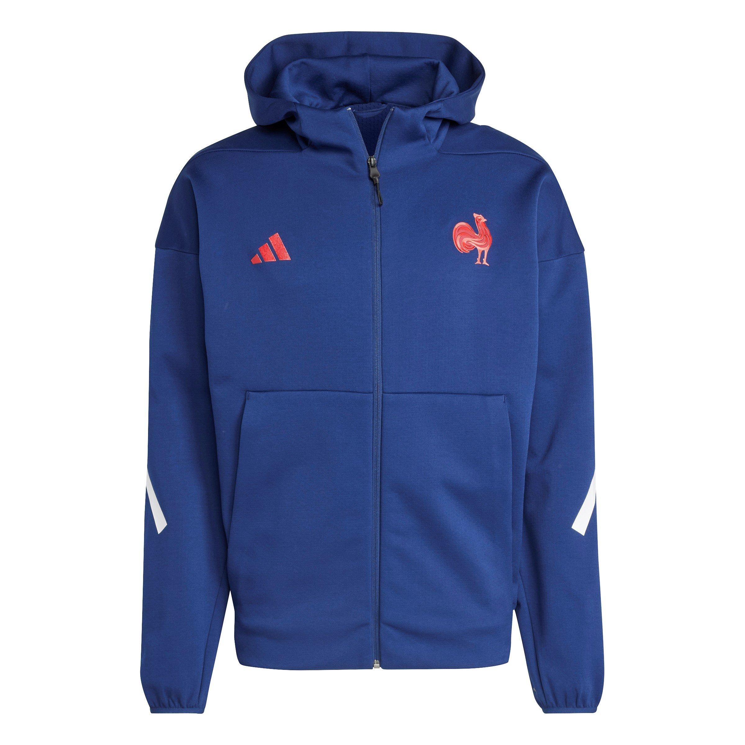 Adidas Men's France Rugby Travel Tracksuit Top 2024 - Dark Blue - L