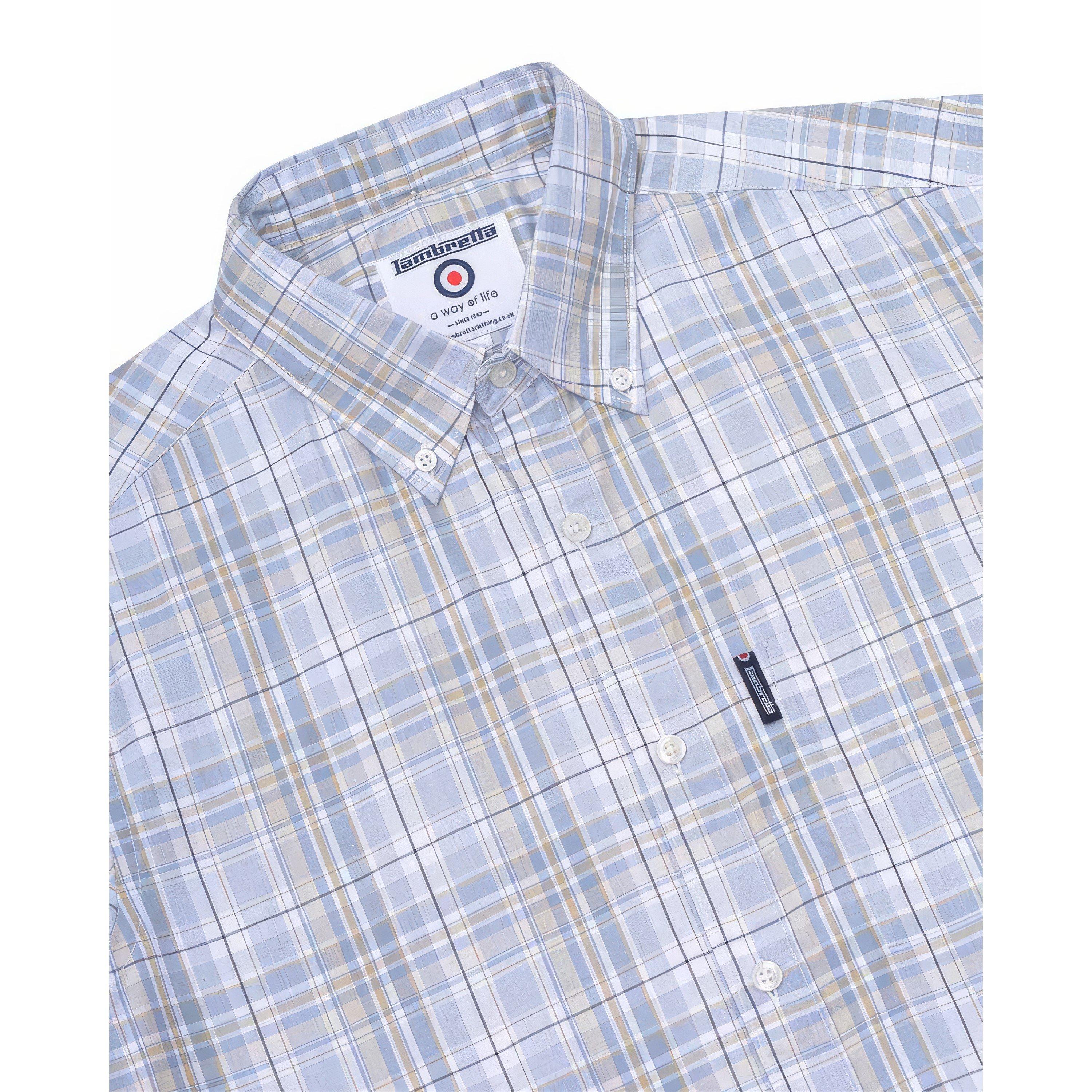 Grey - Lambretta - Multi Check Short-Sleeve Shirt - 2