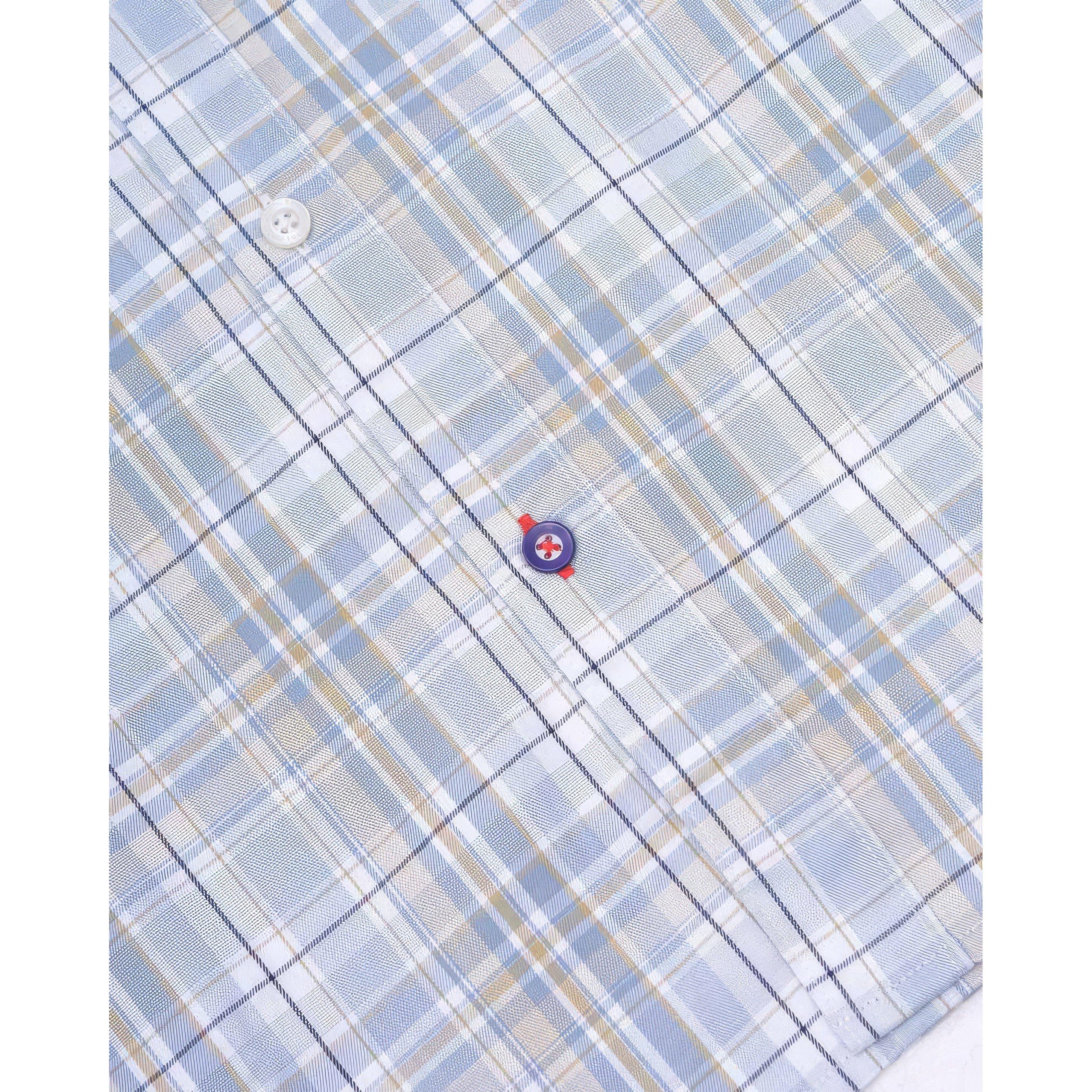 Grey - Lambretta - Multi Check Short-Sleeve Shirt - 3