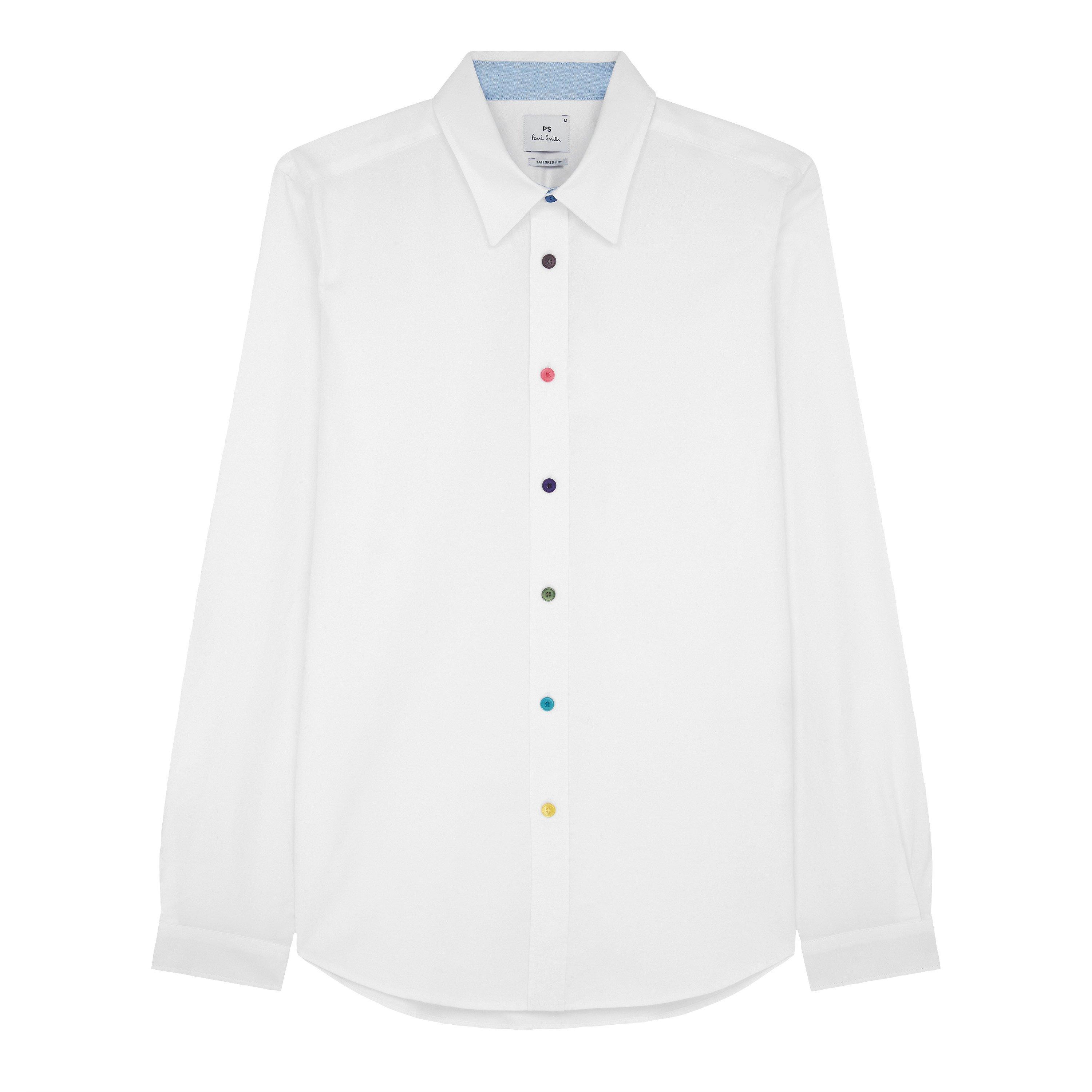 PS Paul Smith Men's Multi-Button Long-Sleeve Plain Shirt - White 01 - S