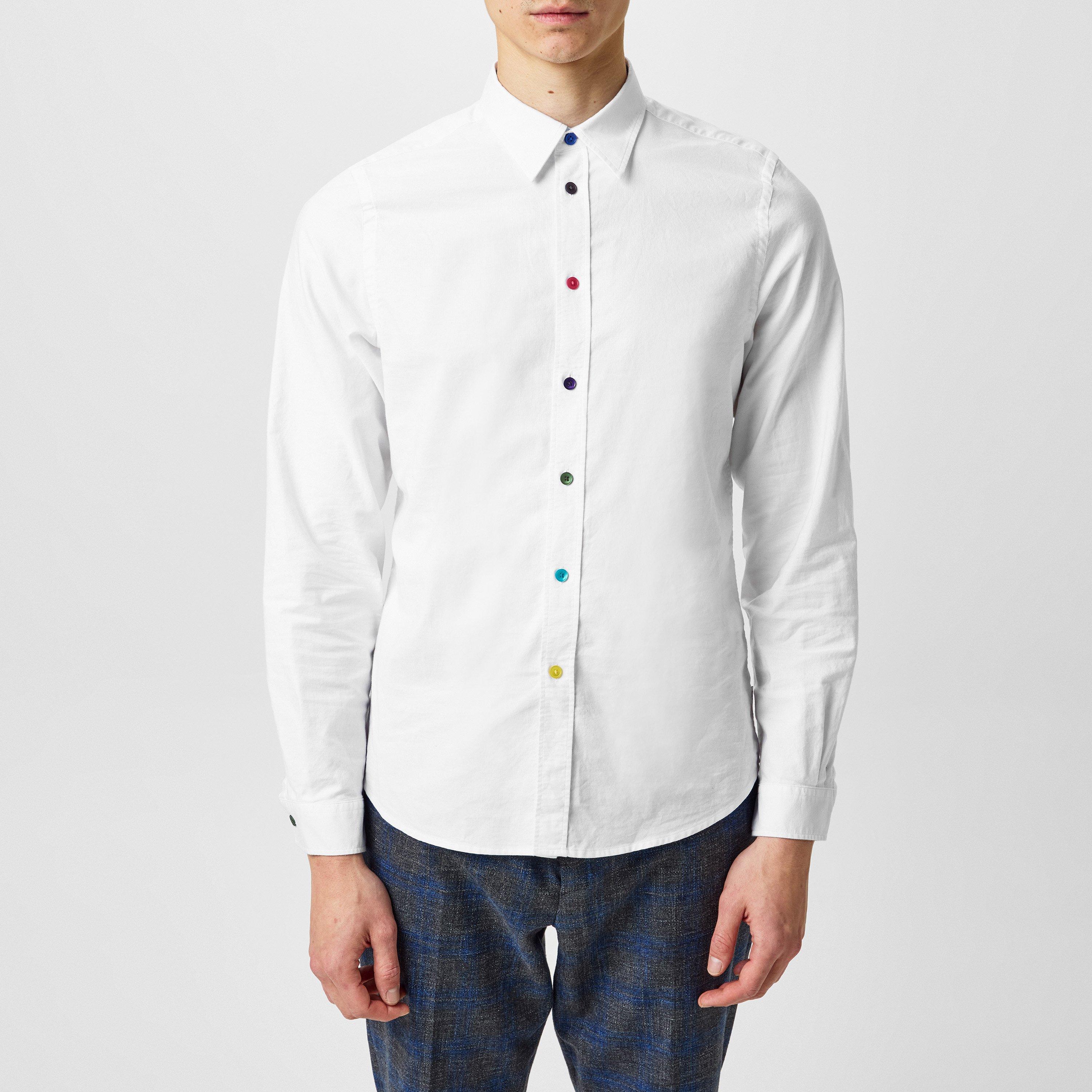 White 01 - PS Paul Smith - Men's Multi-Button Long-Sleeve Plain Shirt - 2