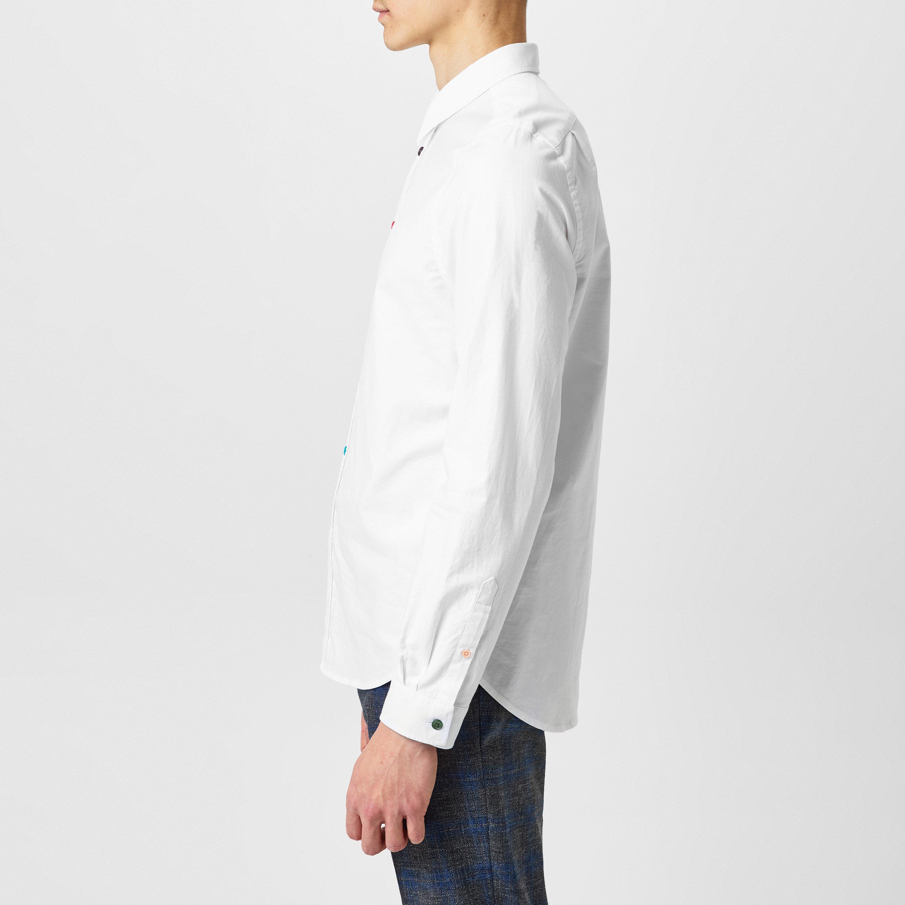 White 01 - PS Paul Smith - Men's Multi-Button Long-Sleeve Plain Shirt - 4
