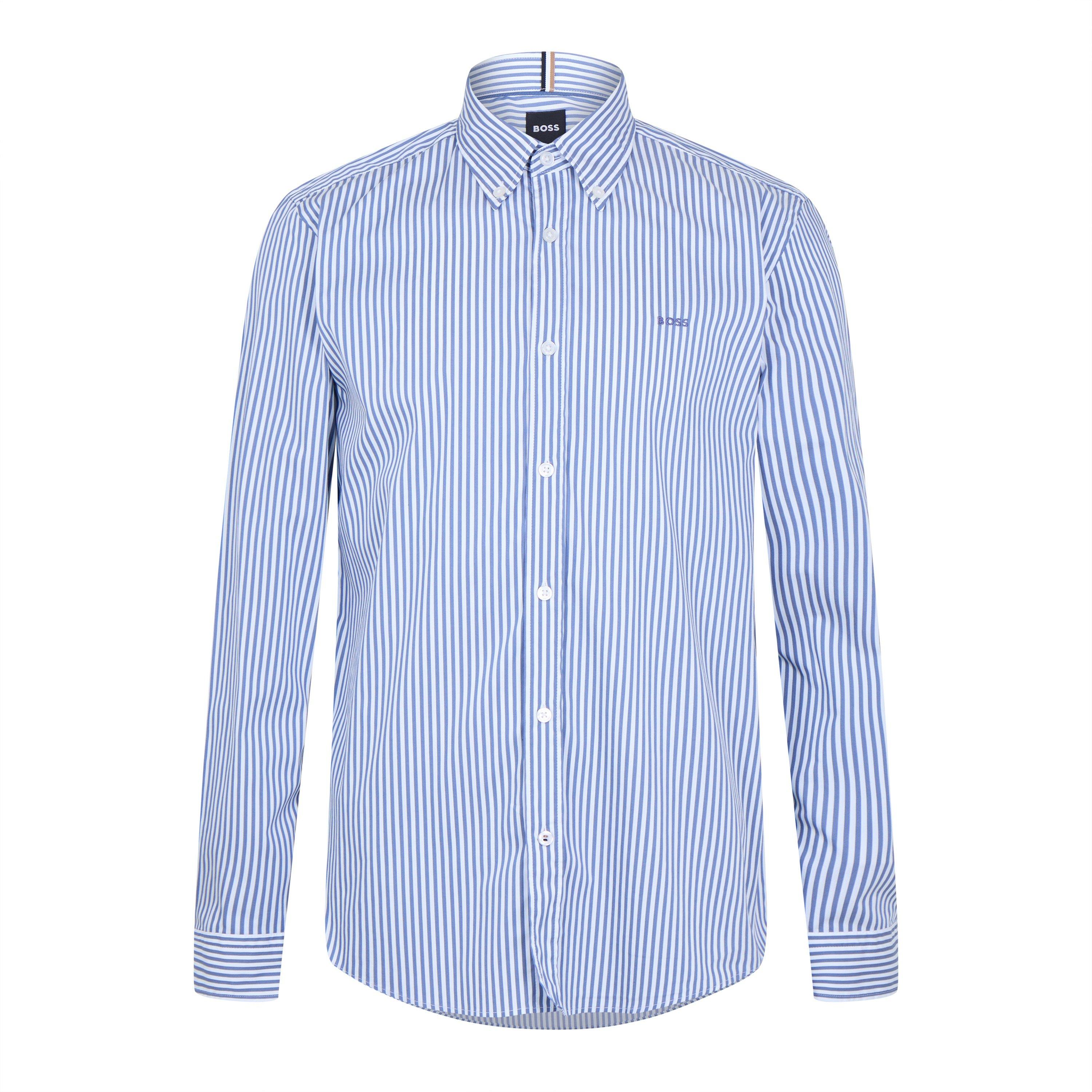 Med Blue 425 - Boss - Men's Roan BD Striped Long Sleeve Shirt - 1