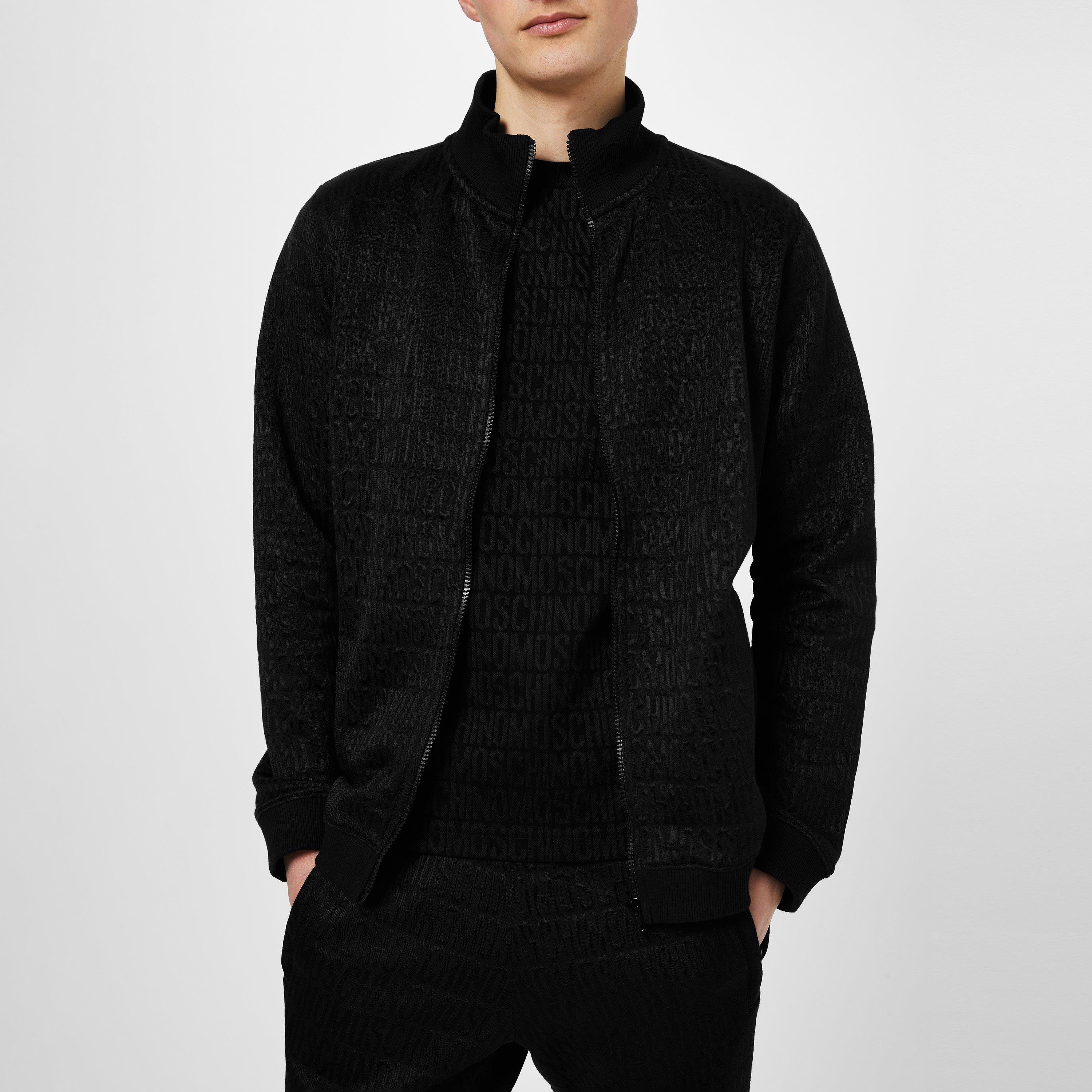 Black A0555 - Moschino - Jacquard Logo Bomber Jacket - 4