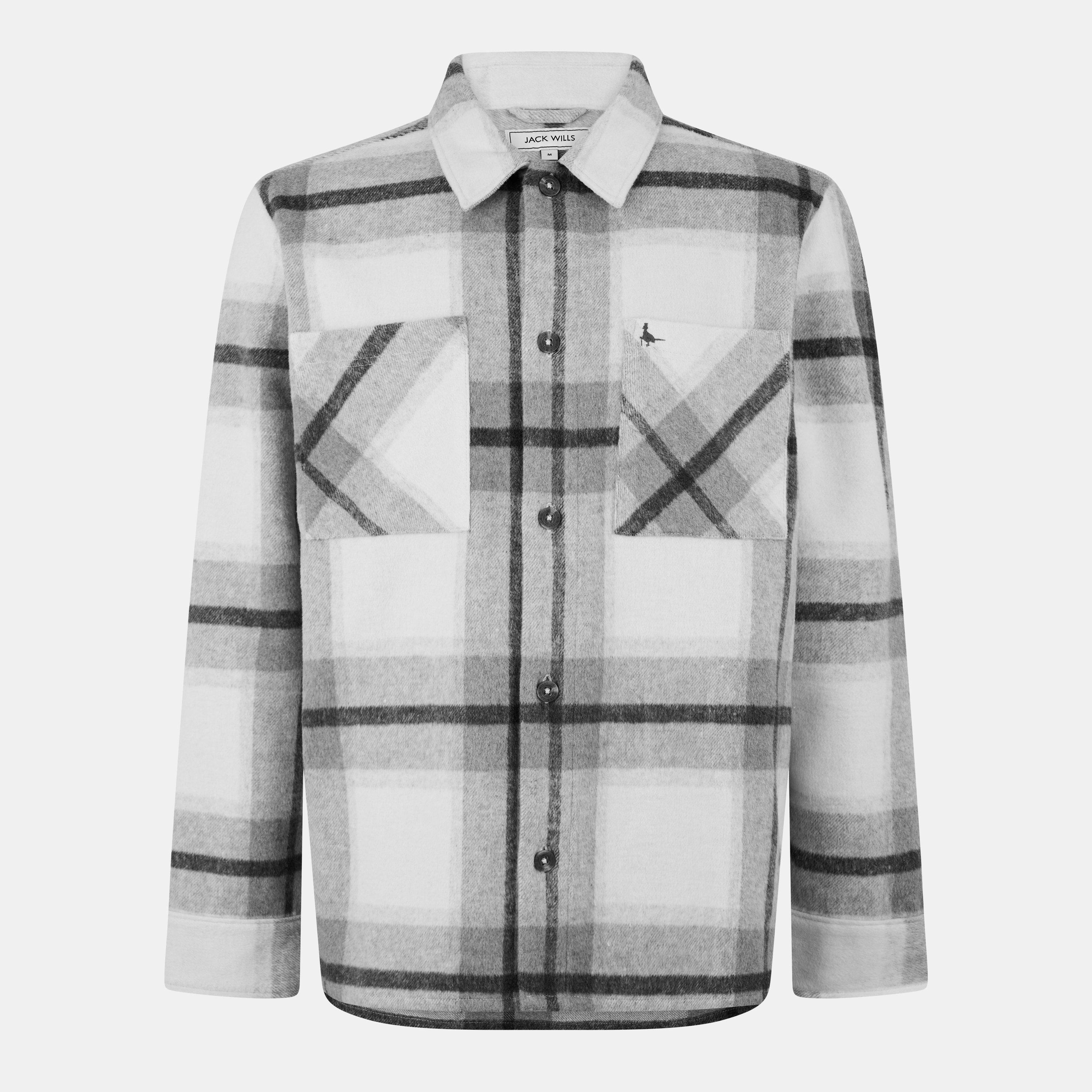 Grey - Jack Wills - Men's JW Check Long-Sleeve Patterned Shirt - 1