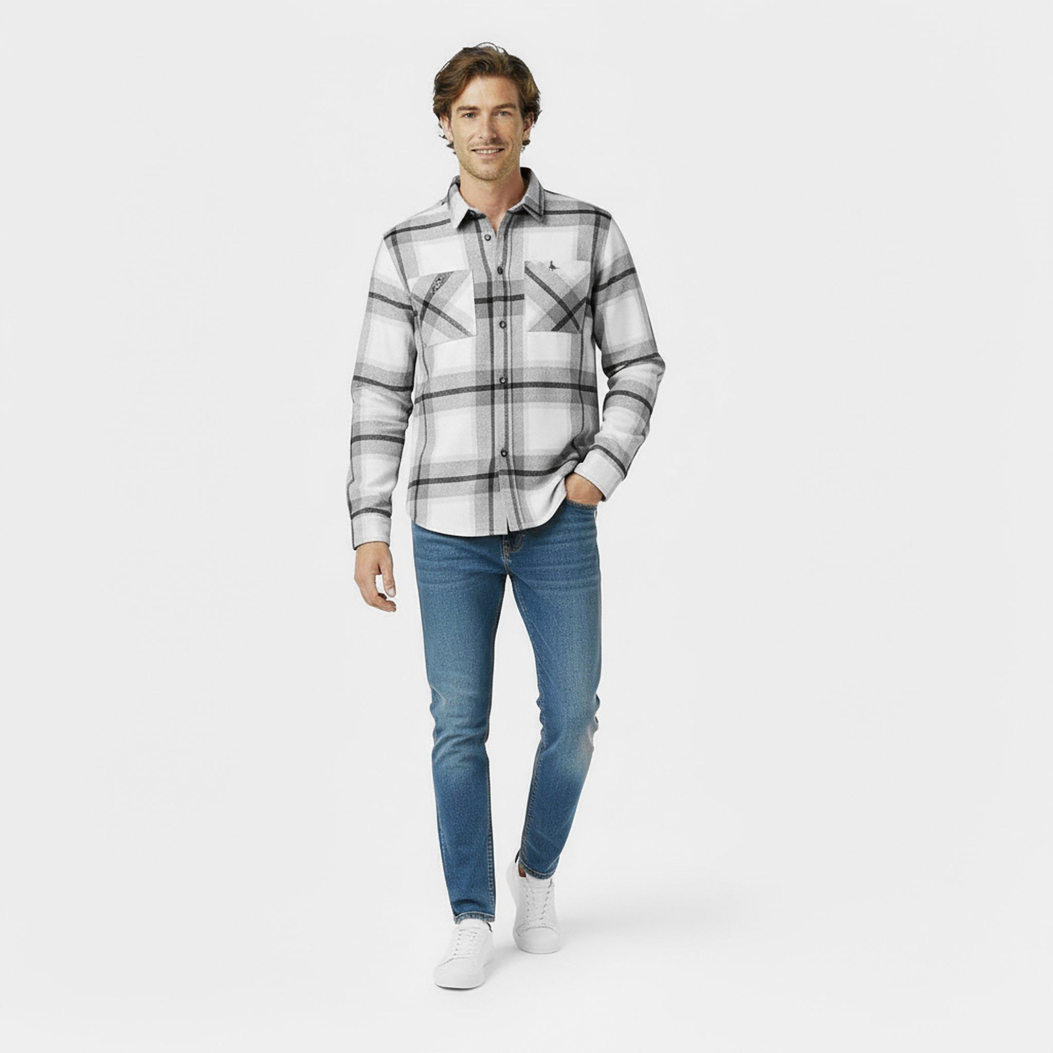 Grey - Jack Wills - Men's JW Check Long-Sleeve Patterned Shirt - 5