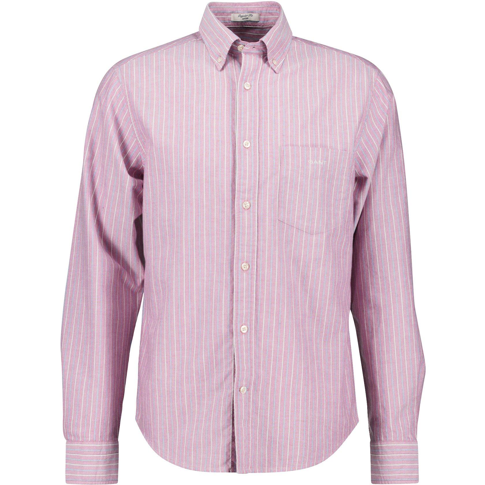 Ijzerrood - Gant - Men's Regular Oxford Stripe Long-Sleeve Patterned Shirt - 5