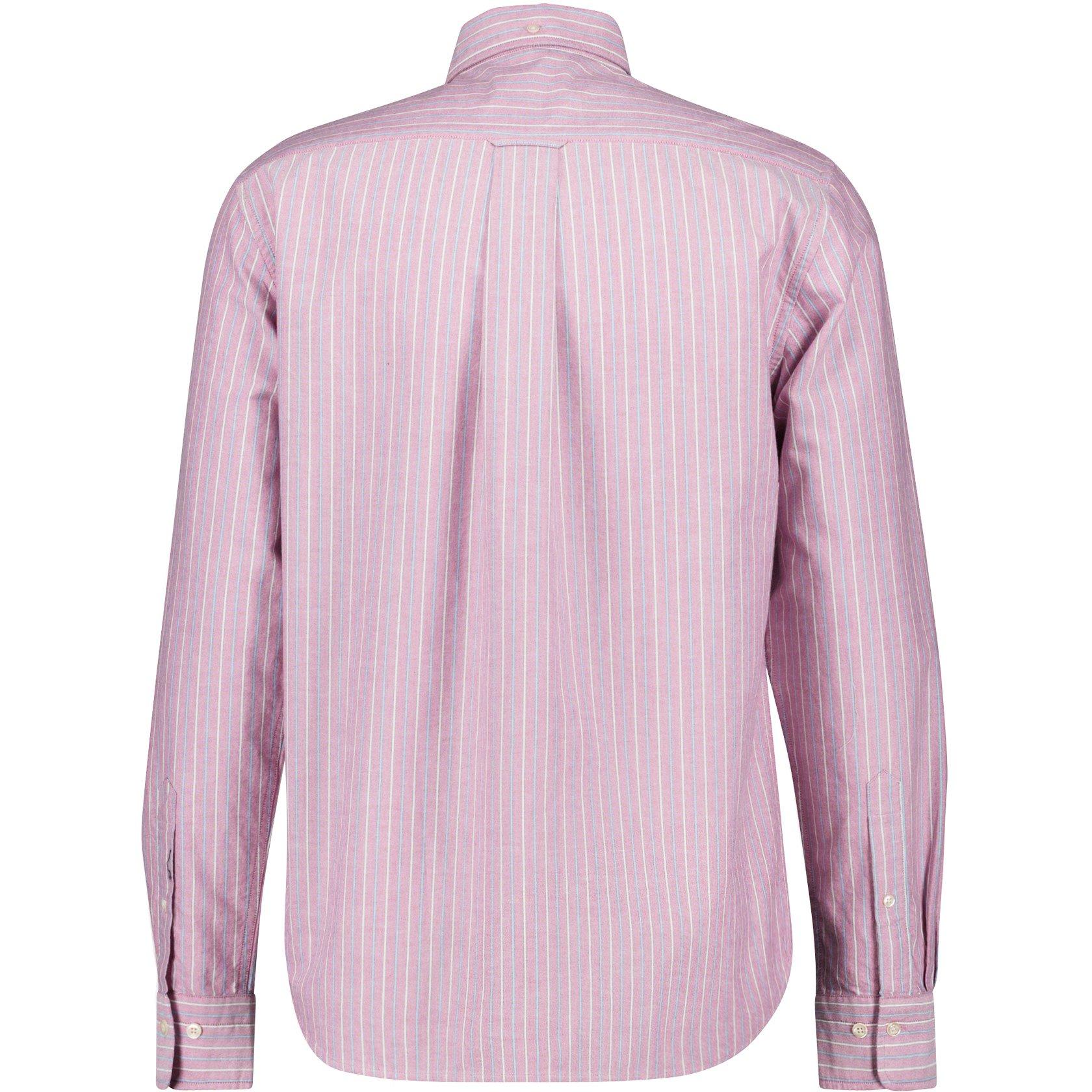 Ijzerrood - Gant - Men's Regular Oxford Stripe Long-Sleeve Patterned Shirt - 6