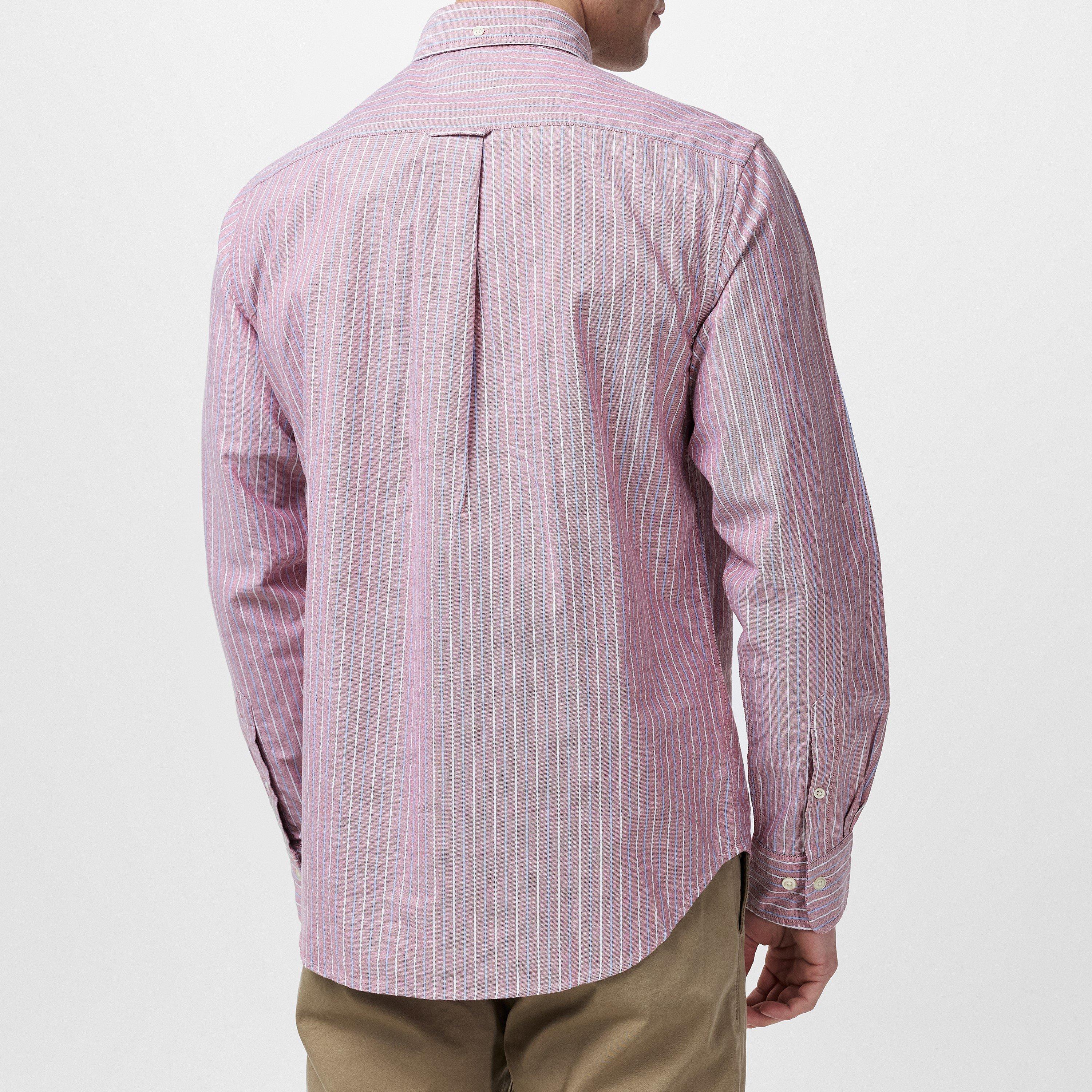 Ijzerrood - Gant - Men's Regular Oxford Stripe Long-Sleeve Patterned Shirt - 3