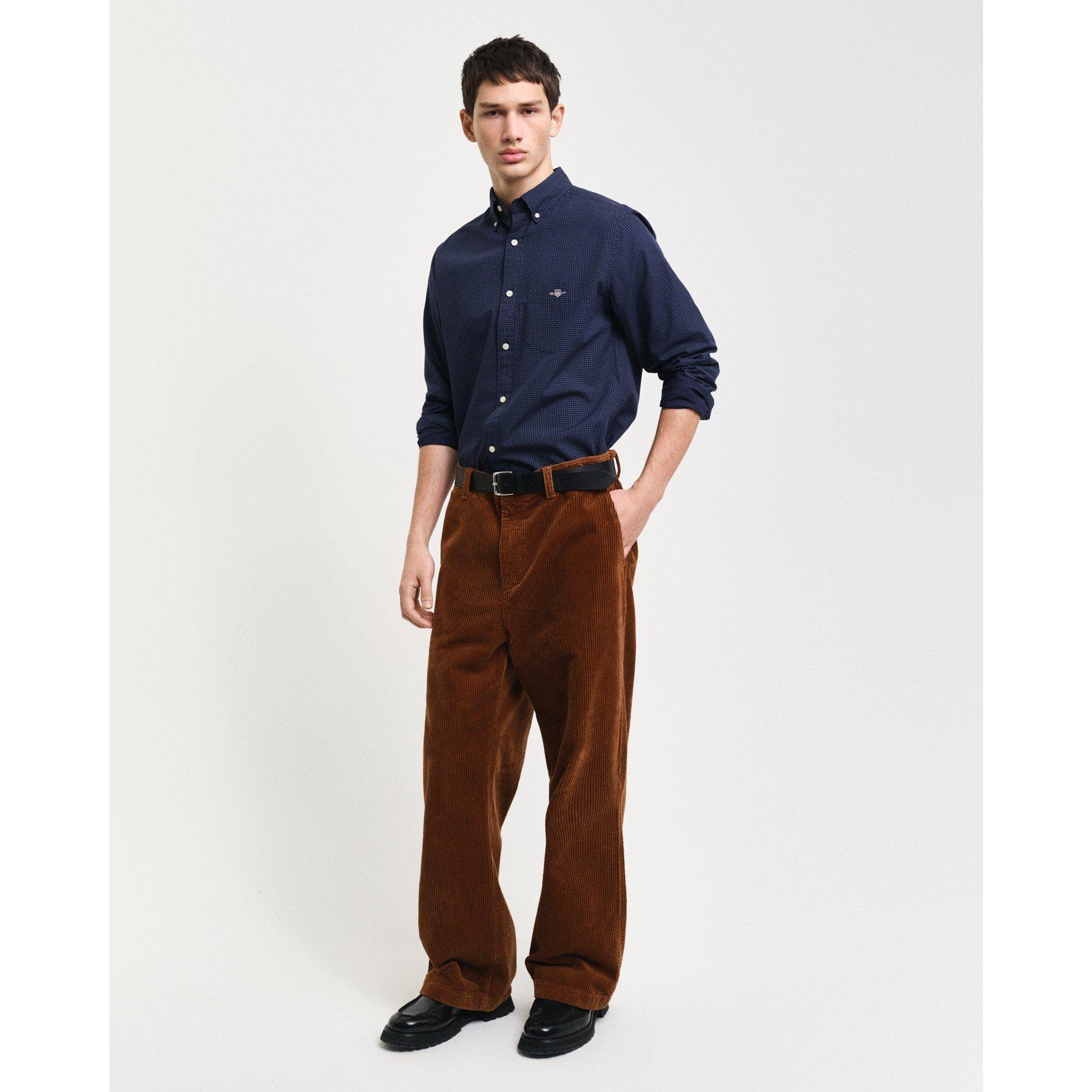 Avondblauw - Gant - Men's Micro Print Evening Blue Long-Sleeve Patterned Shirt - 6