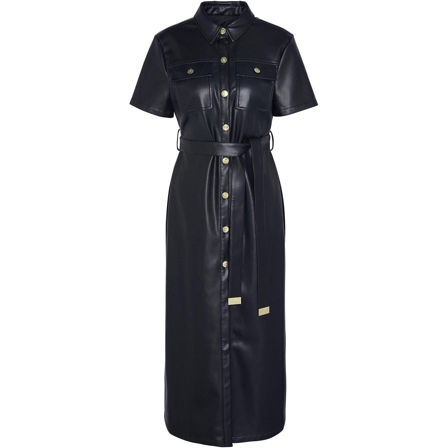 Black - Barbour International - Aria Faux-Leather Midi Dress - 7