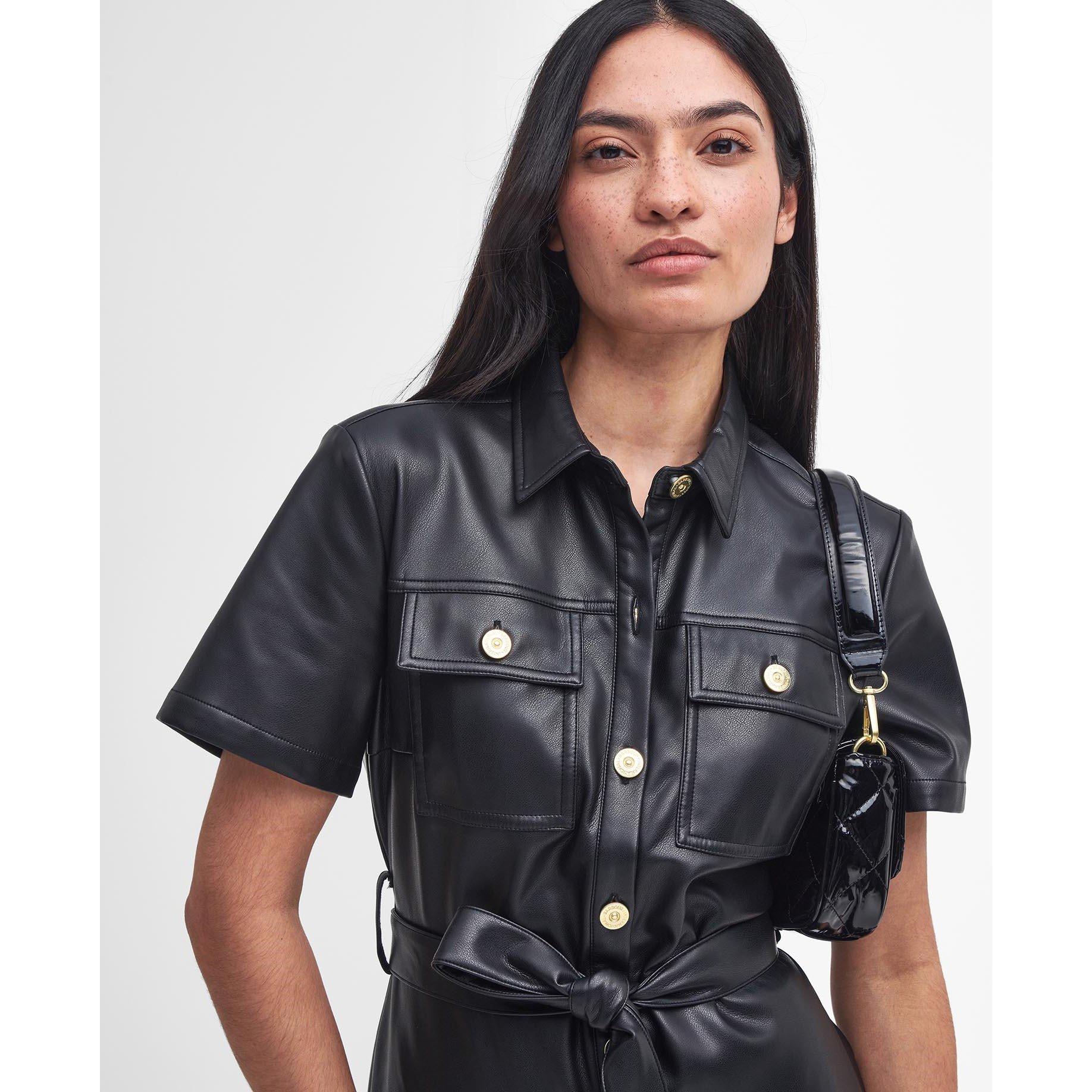 Black - Barbour International - Aria Faux-Leather Midi Dress - 4