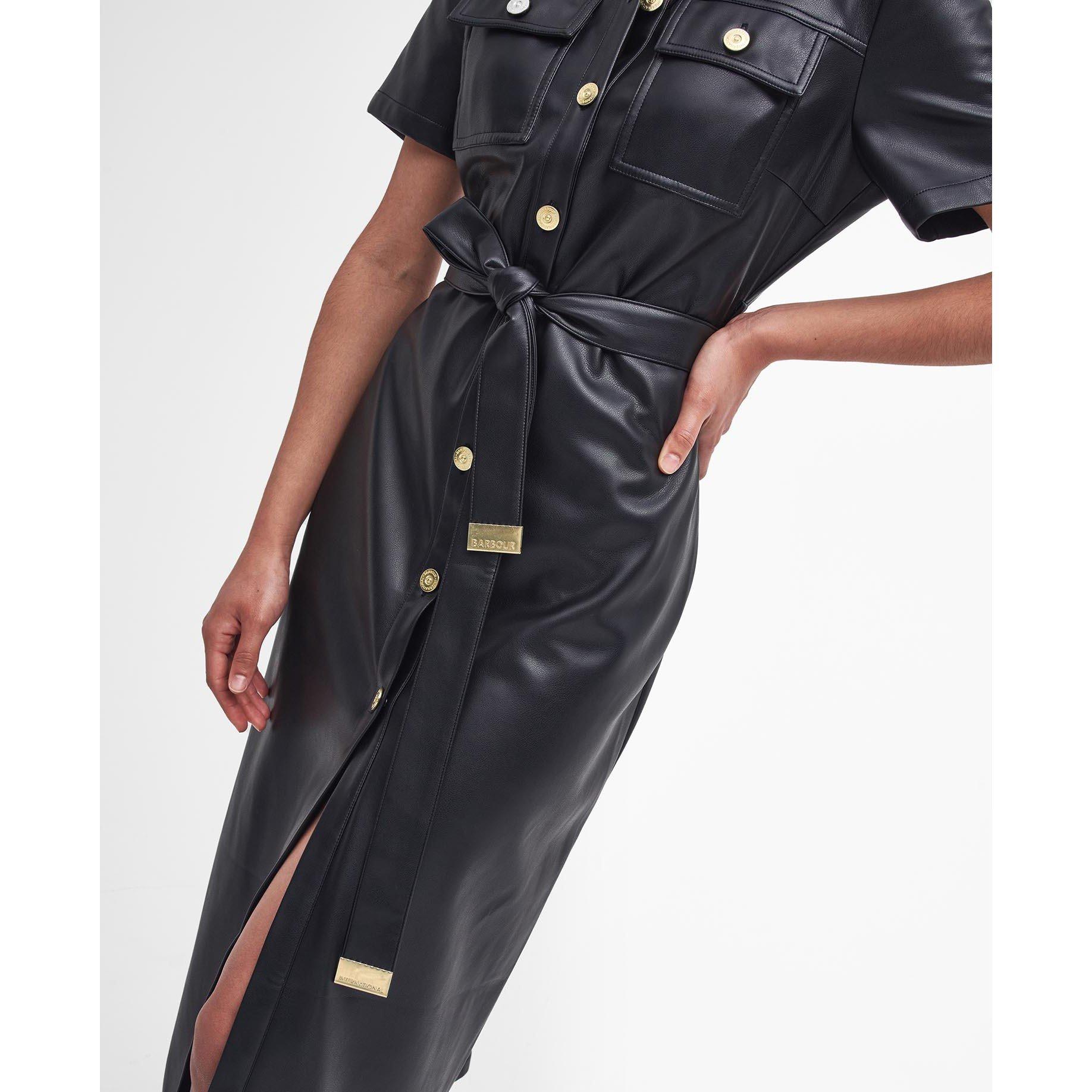 Black - Barbour International - Aria Faux-Leather Midi Dress - 5