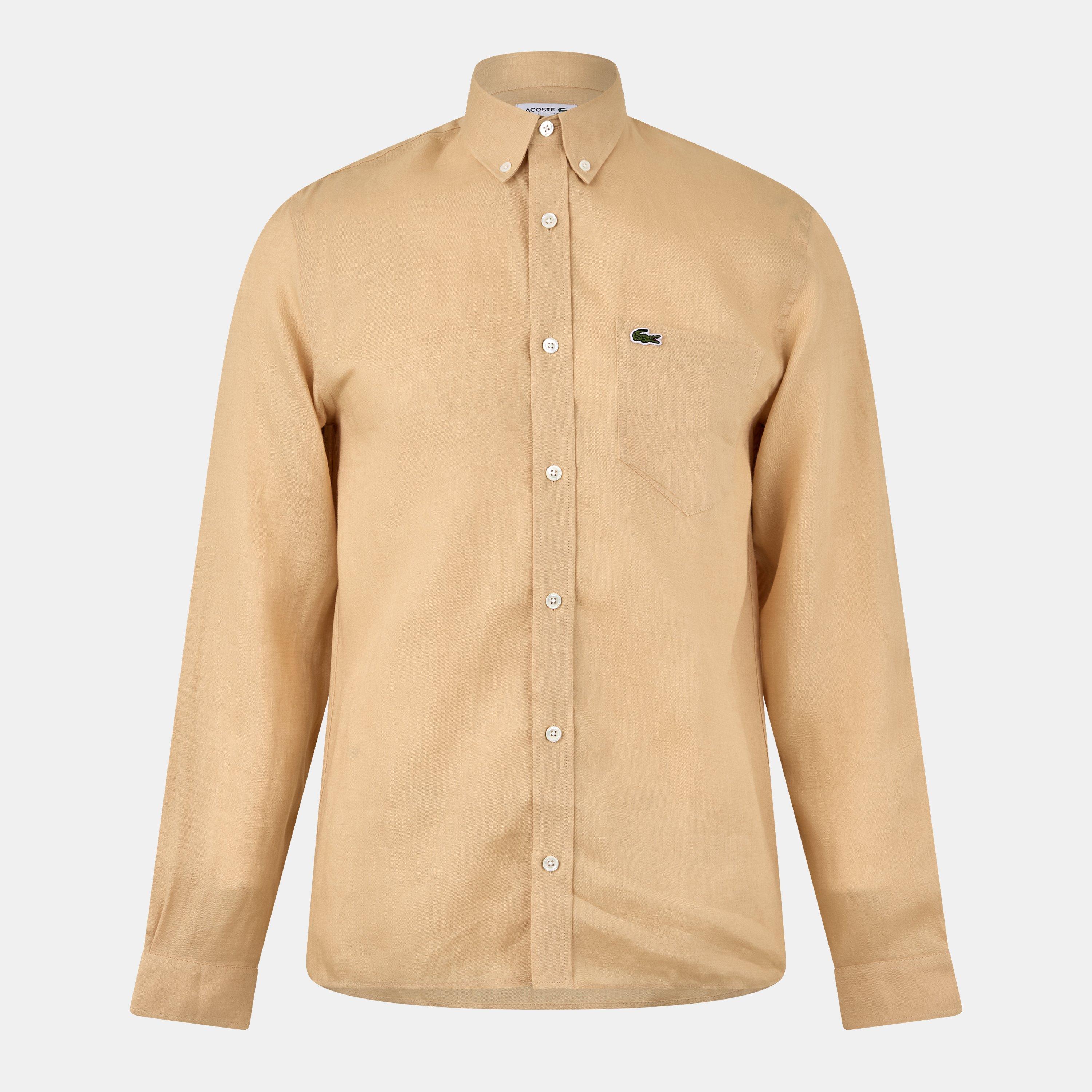 Lacoste Men's Beige Long-Sleeve Plain Shirt - S