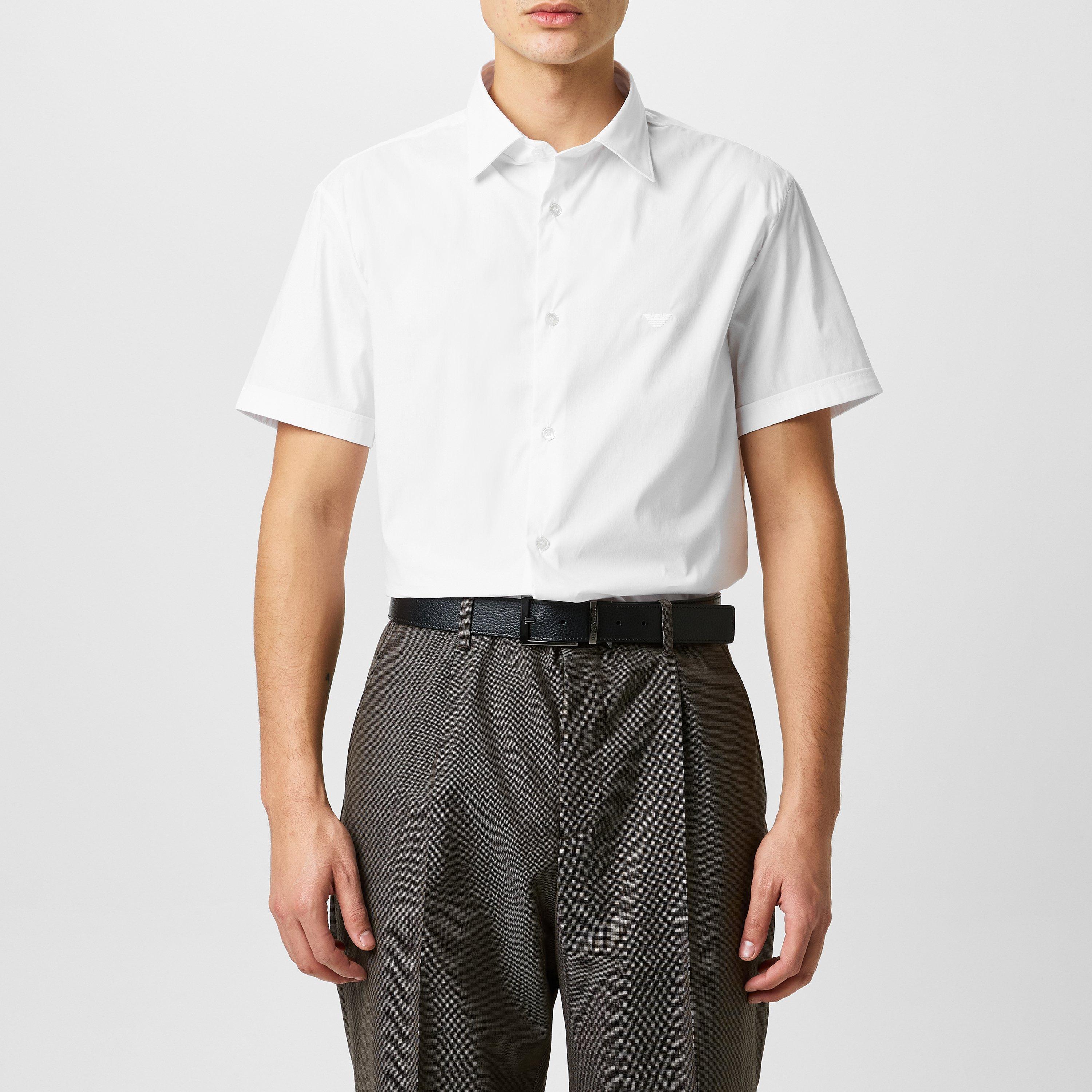 White 0100 - Emporio Armani - Men's Short Sleeve Patterned Shirt - 2