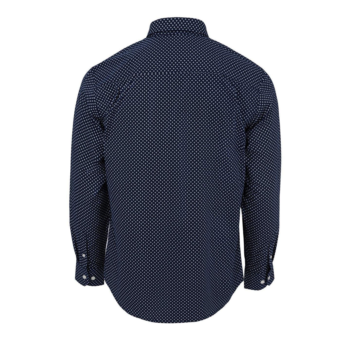 Nvy/Wht Geo - Fabric - Classic Poplin Long Sleeve Shirt Mens - 2