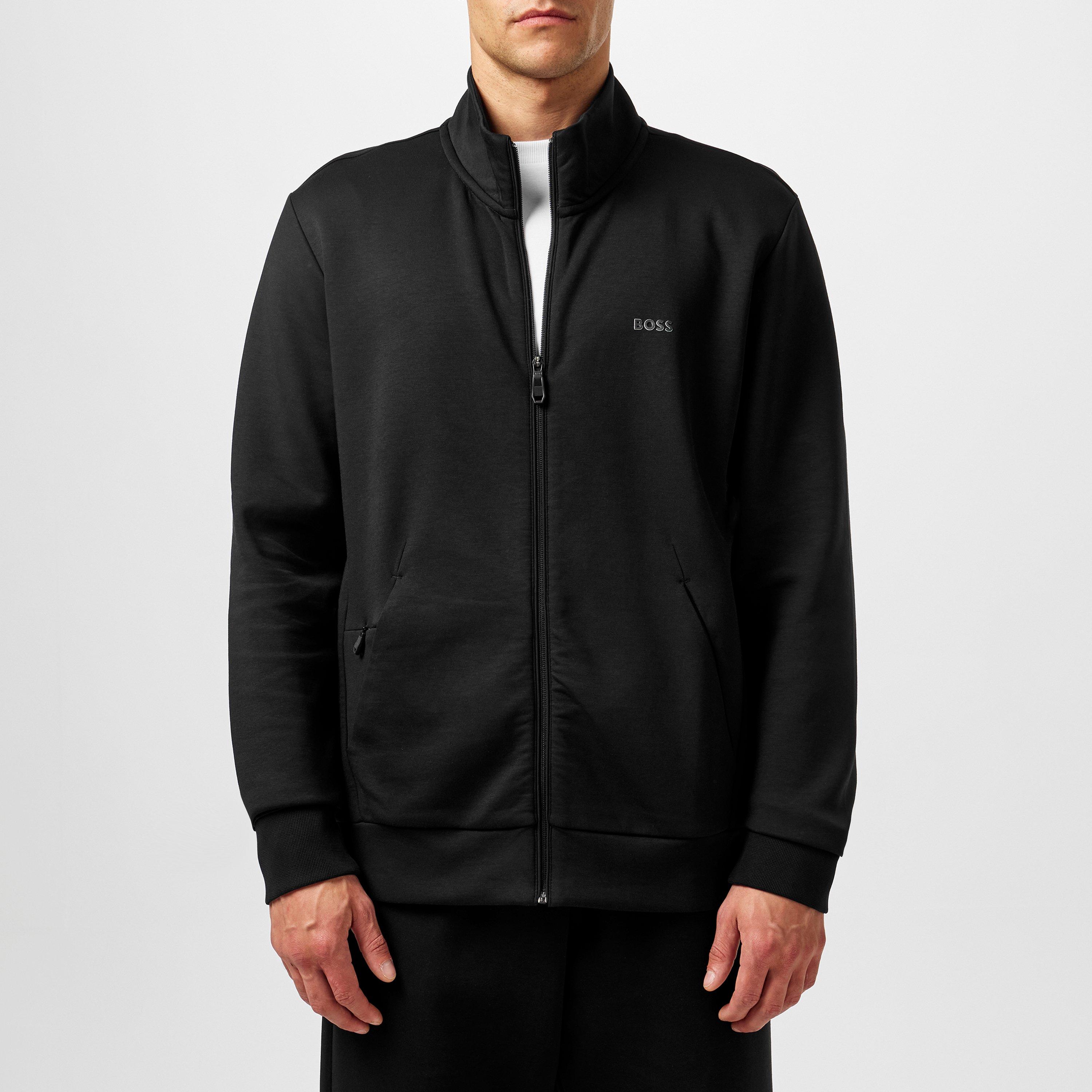 Black 001 - Boss - Men's Skaz Full-Zip Fleece Hoodie, High Neck Design - 3