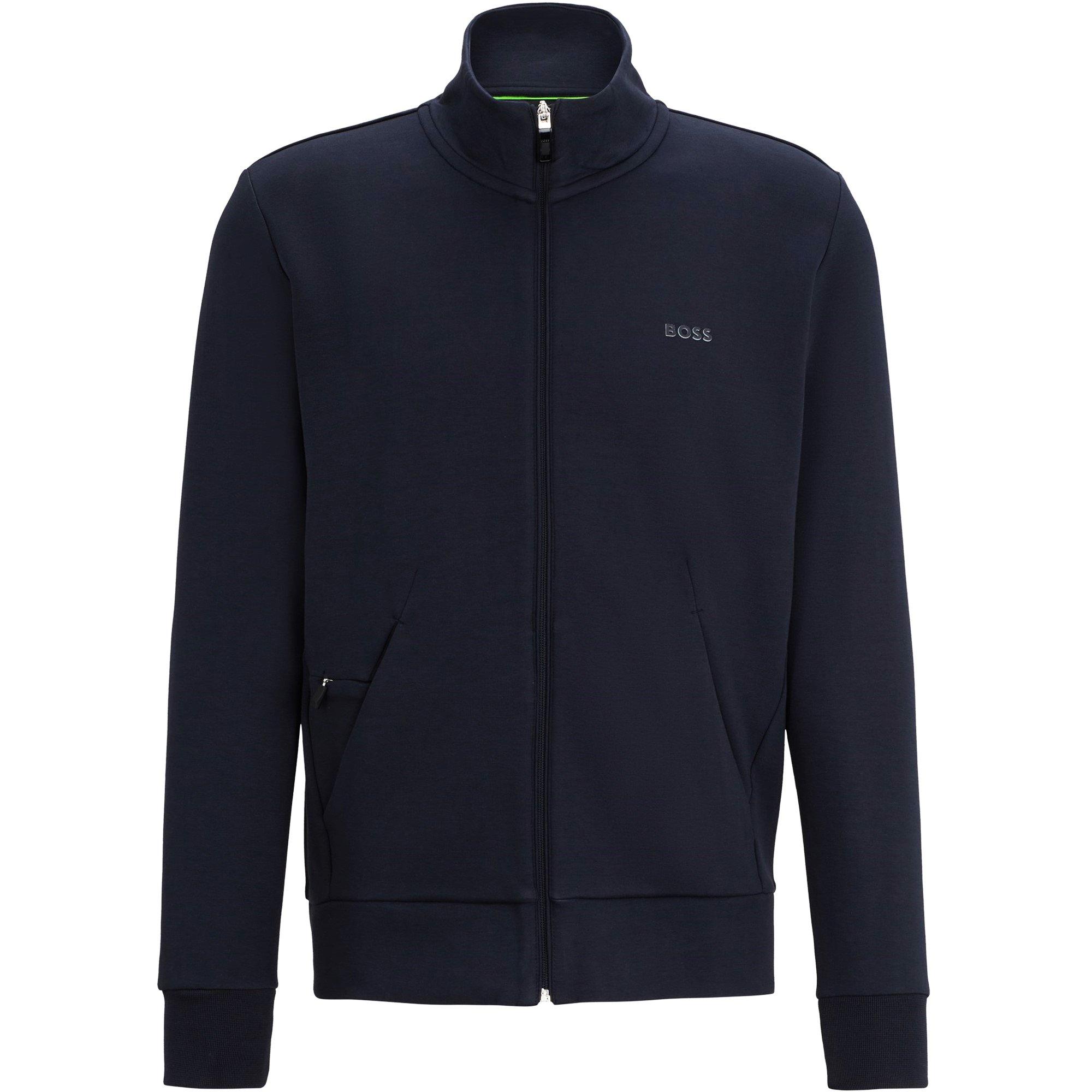 Navy 402 - Boss - Men's Skaz Full-Zip Fleece Hoodie, High Neck Design - 1