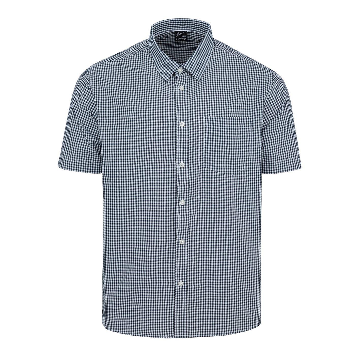Fabric Men's Classic Short Sleeve Poplin Shirt - Nvy Gingham - S