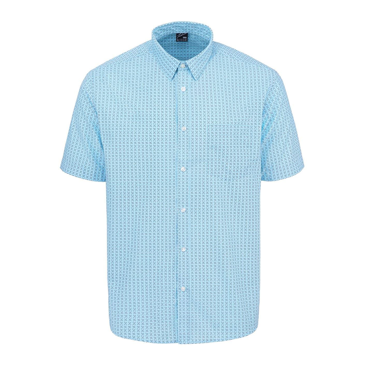 Fabric Men's Classic Short Sleeve Poplin Shirt - Light Blue Geo - 2XL