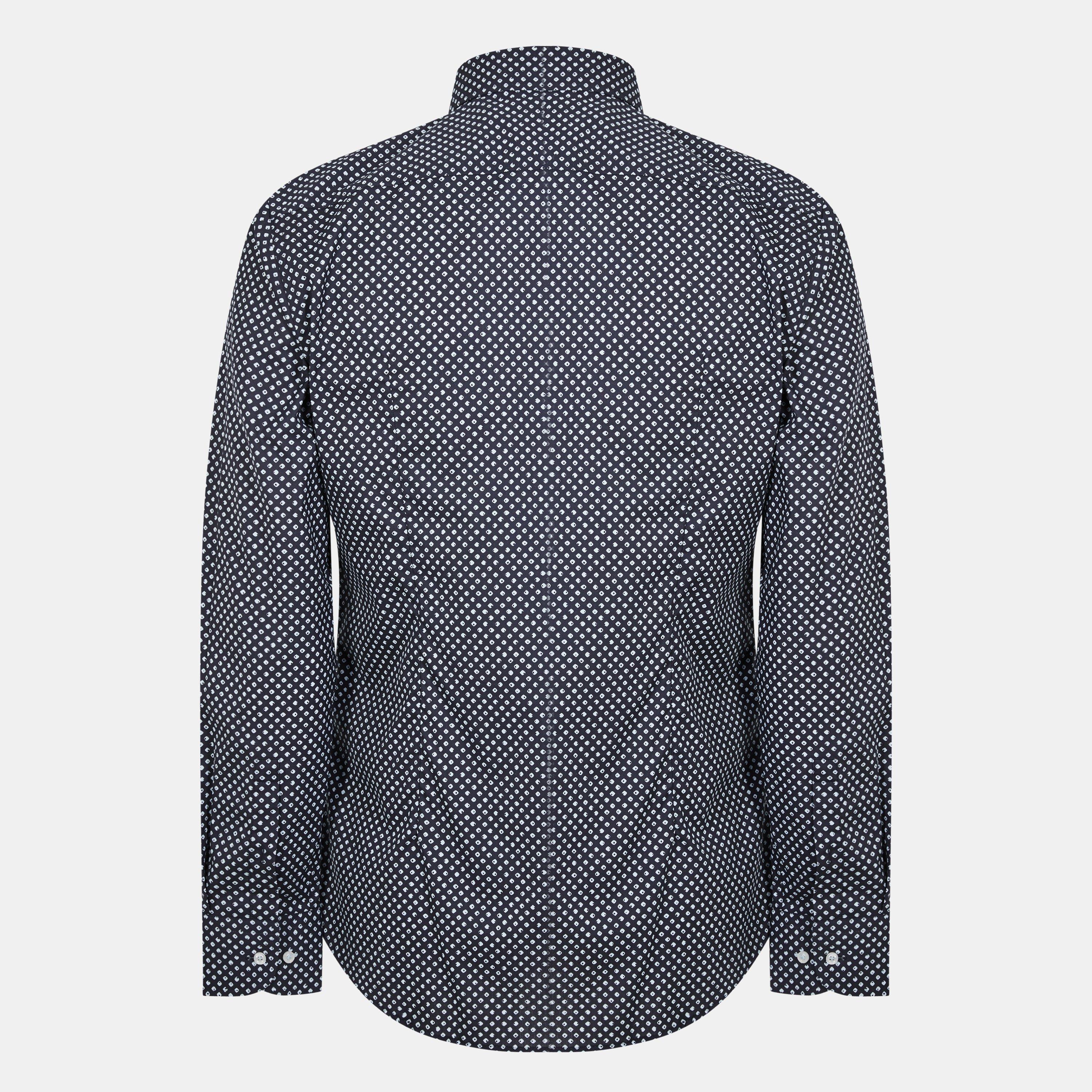 Blue - Hugo - Men's Geometric Print Long-Sleeve Patterned Shirt - 2