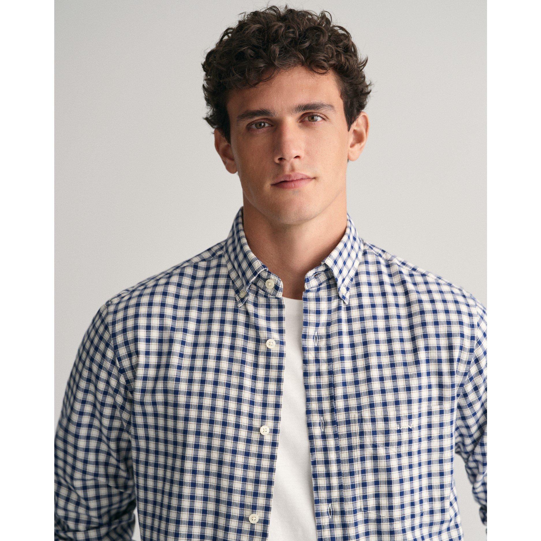 Deep Blue - Gant - Regular Fit Checked Archive Oxford Shirt - 2