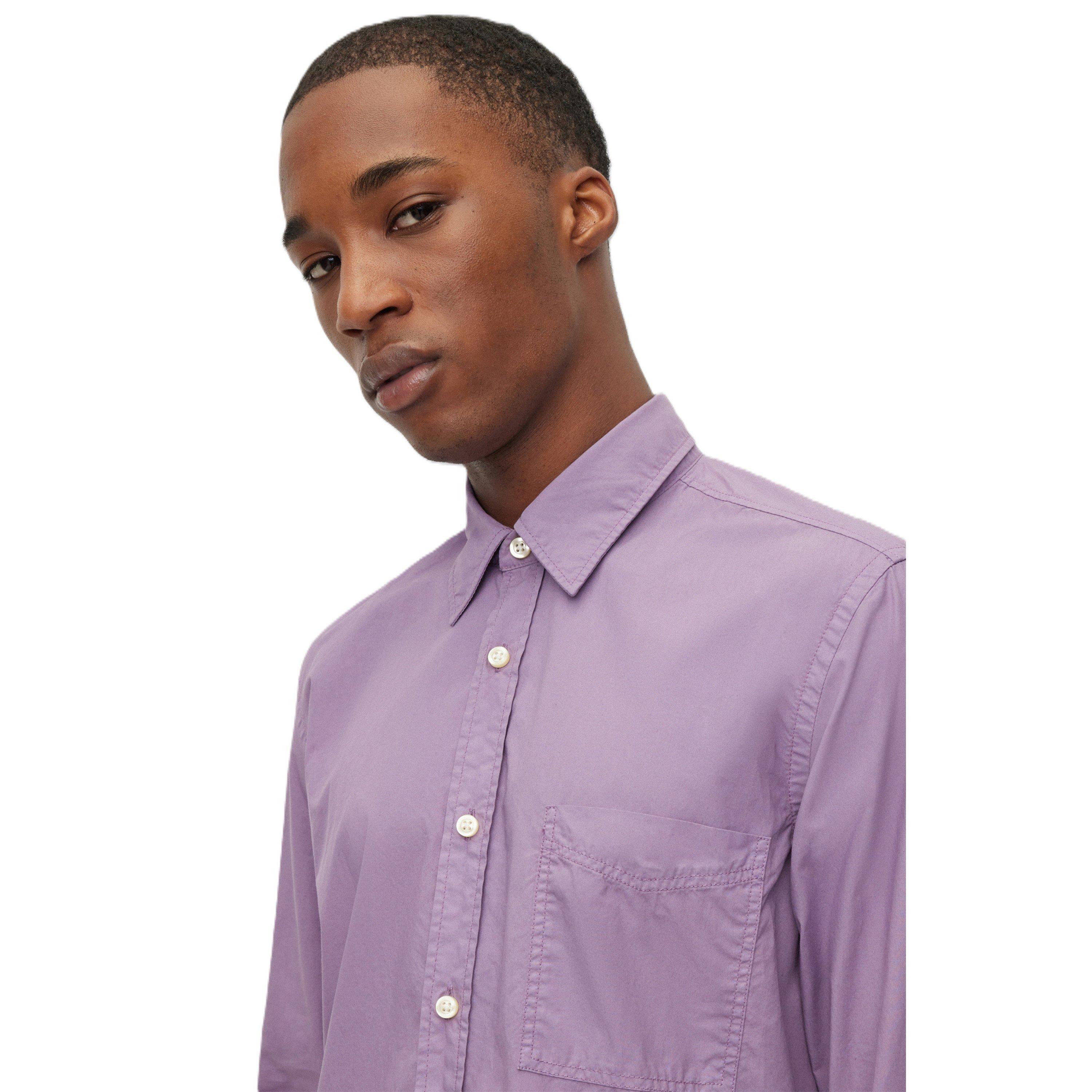 Medium Purple - Boss - Men's Relegant Plain Long-Sleeve Shirt - 3