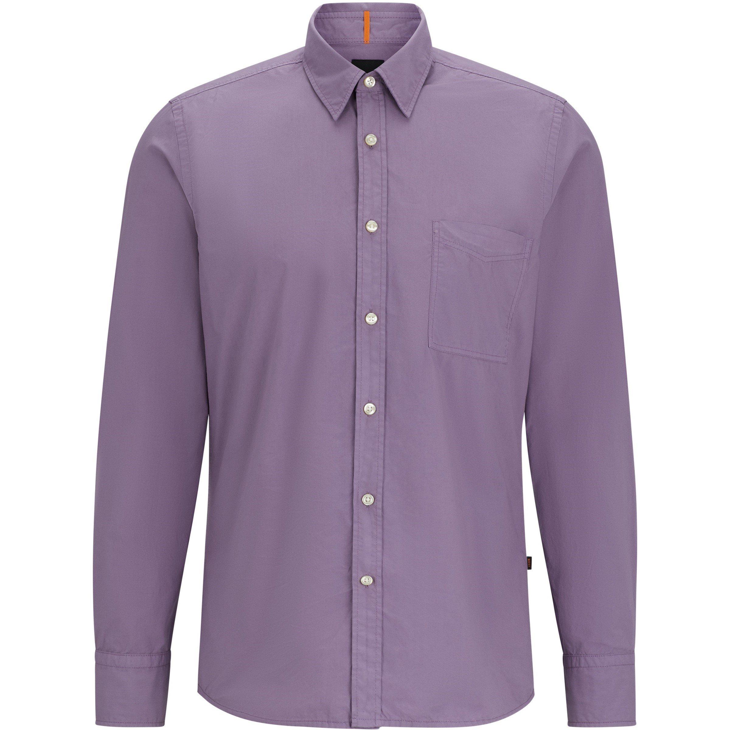 Medium Purple - Boss - Men's Relegant Plain Long-Sleeve Shirt - 4