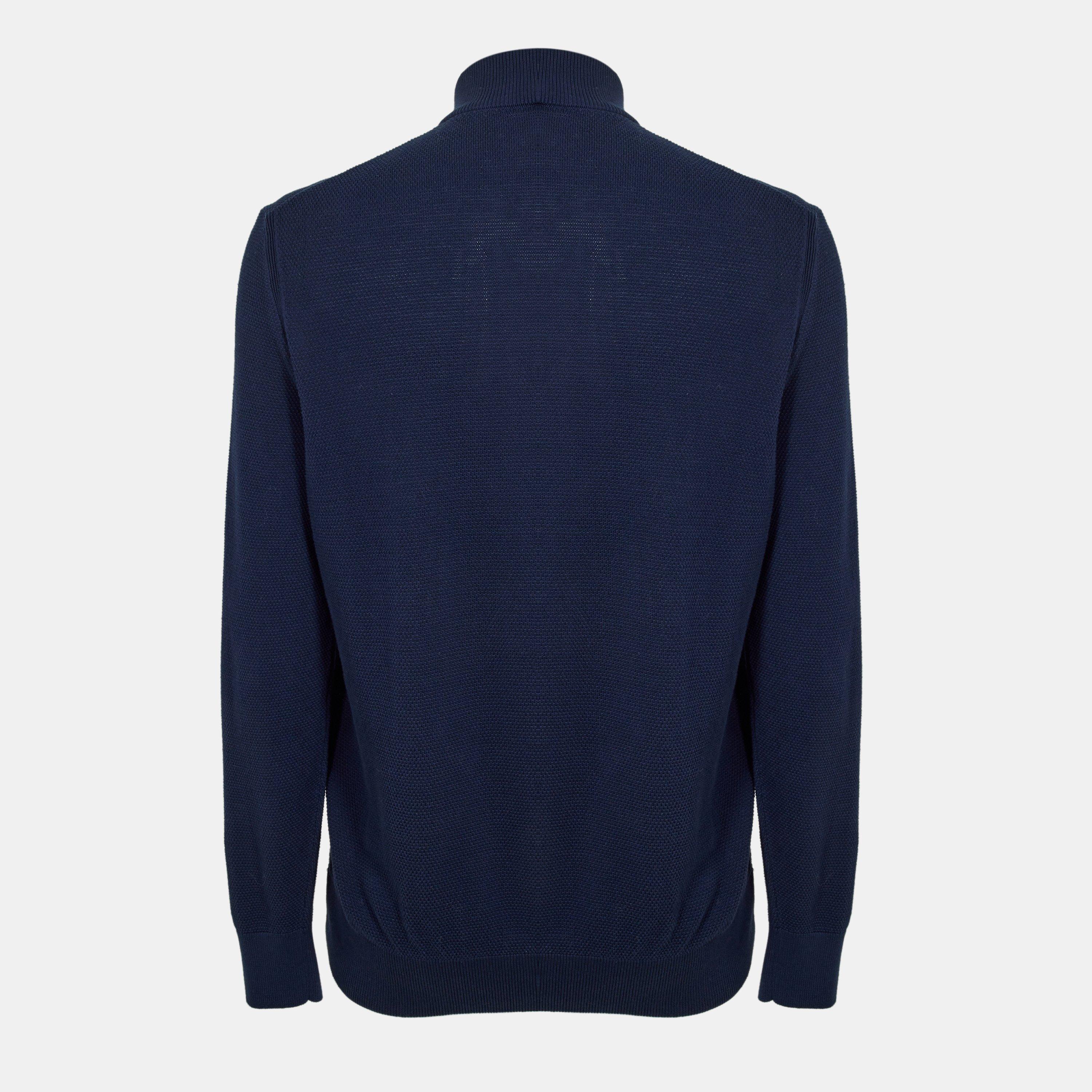 Dark Blue 404 - Boss - Men's HBB Ebrando Zipped Top Design Jumper - 2