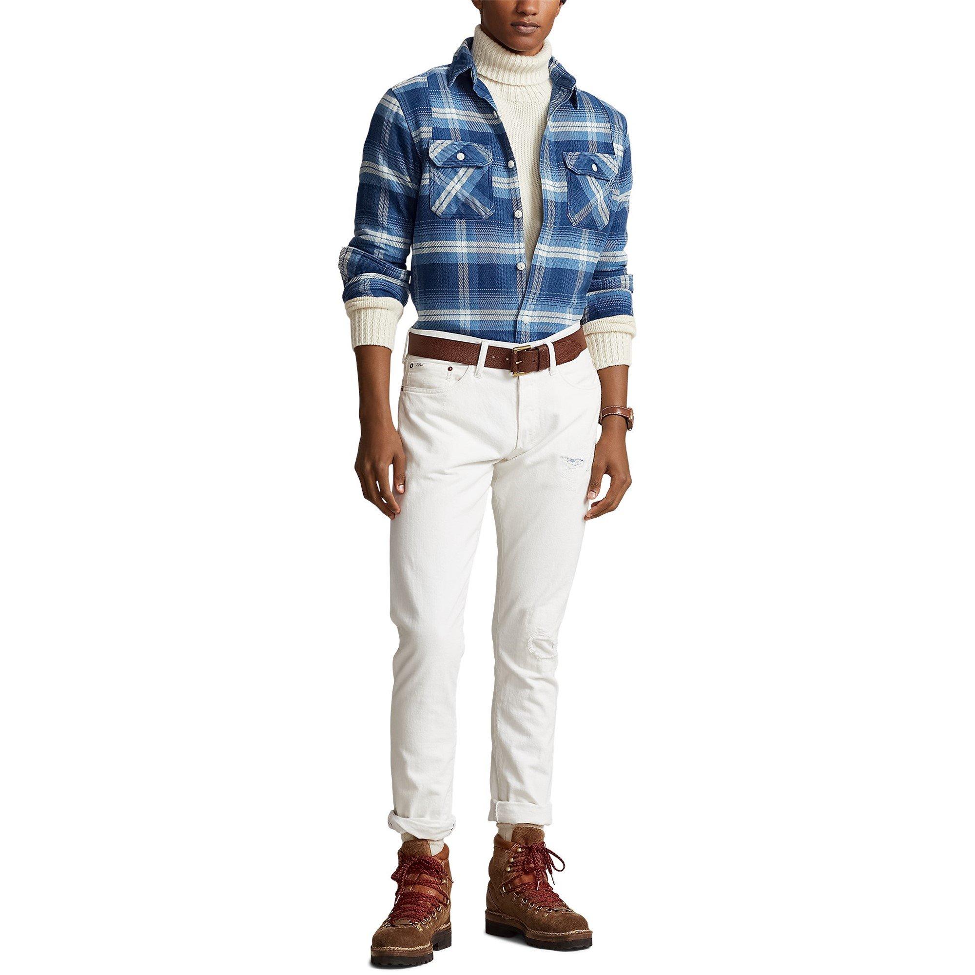 Blue/Cream - Polo Ralph Lauren - Flannel Long Sleeve Shirt - 4