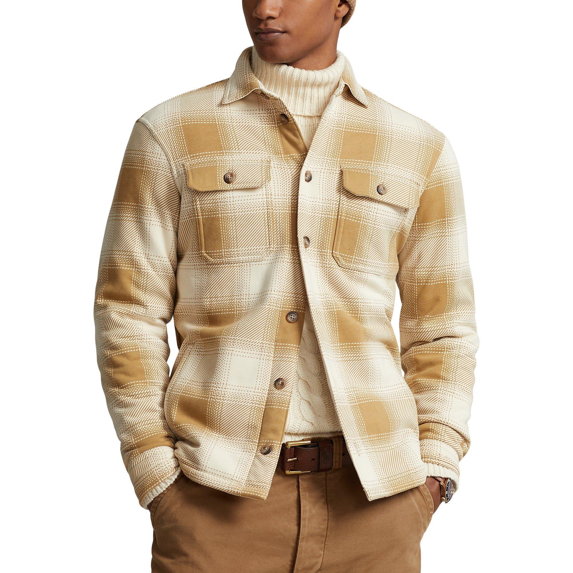 Cream/Tan - Polo Ralph Lauren - Plaid Fleece Shirt Jacket - 2