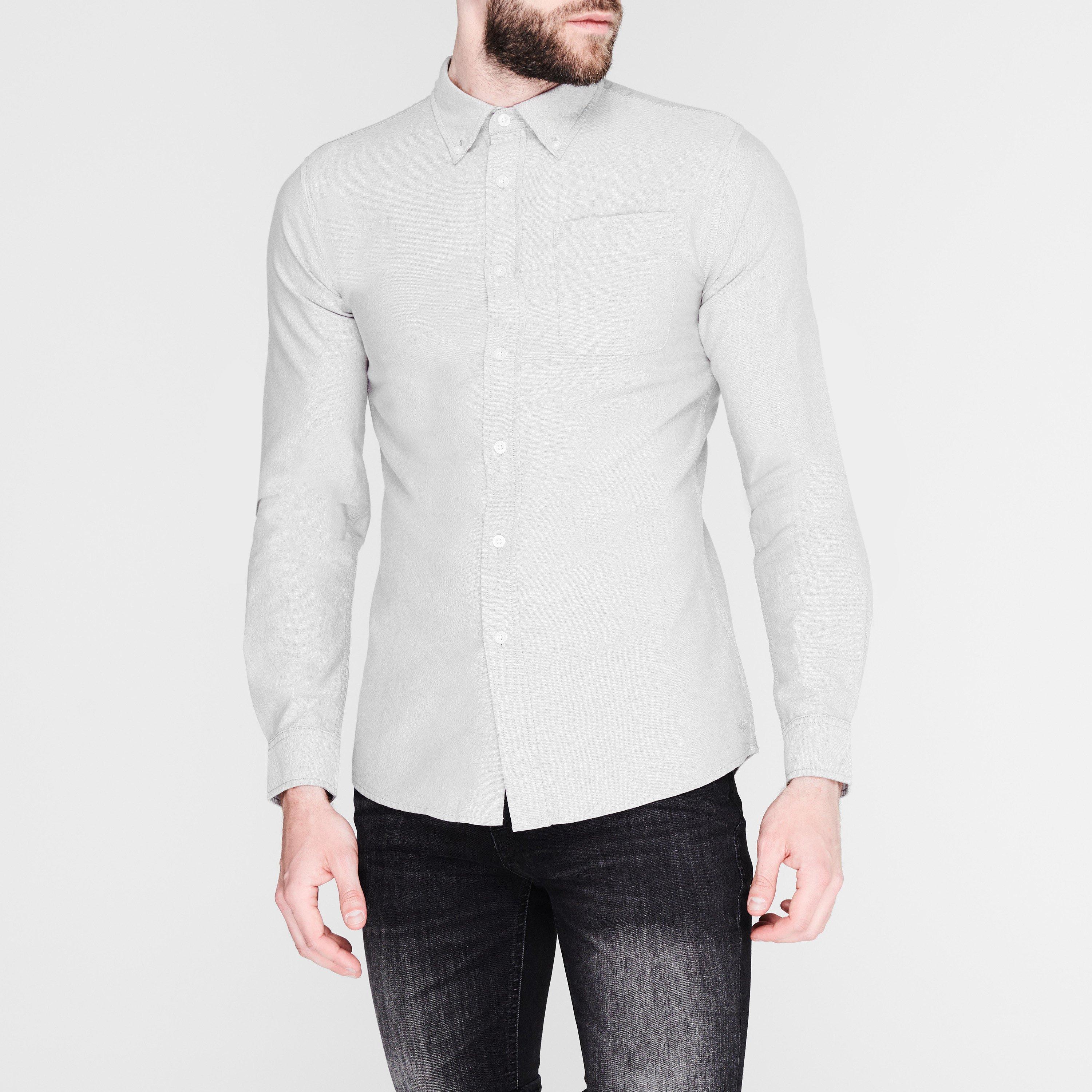 Grey - Firetrap - Basic Oxford Shirt Mens - 2