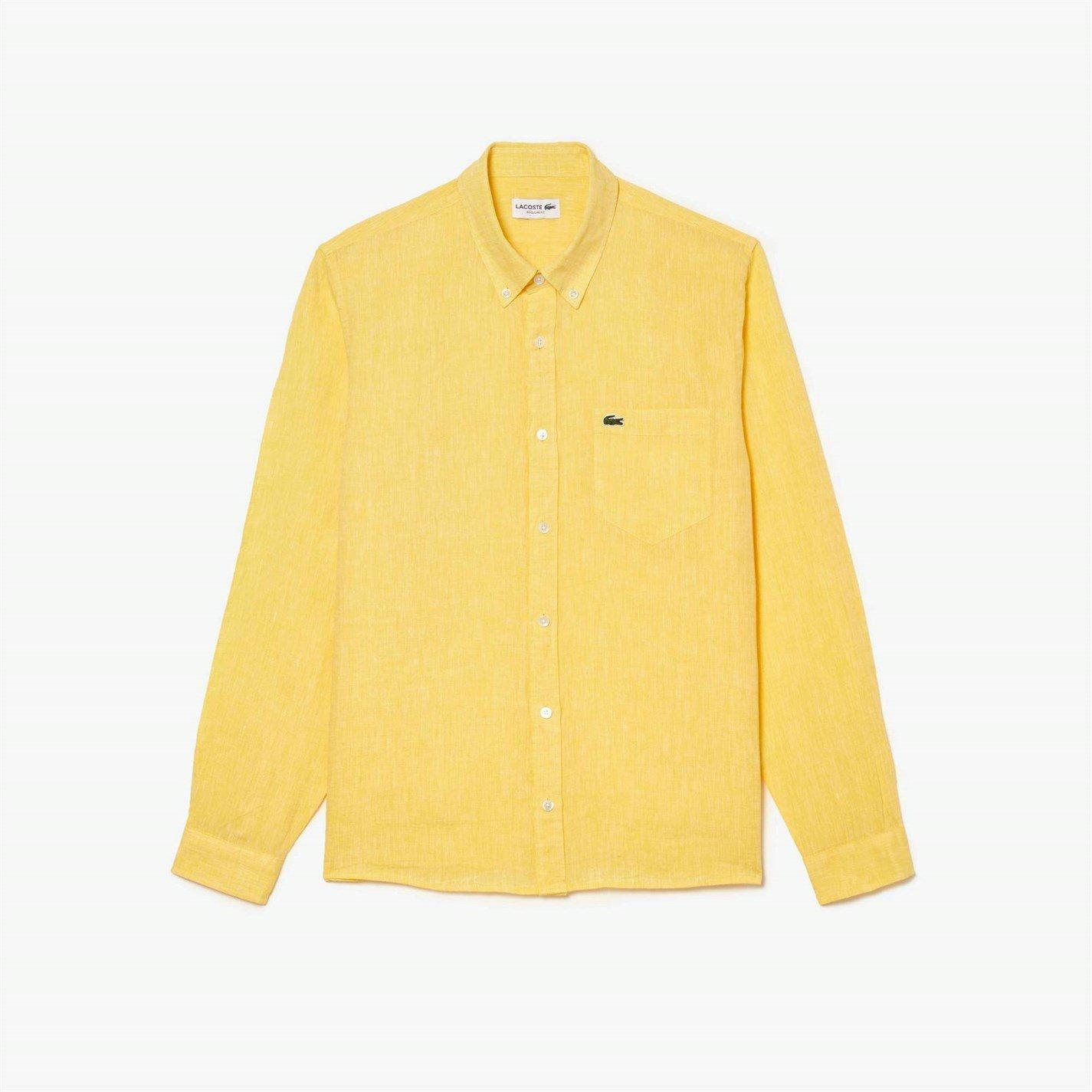 Yellow 107 - Lacoste - Long Sleeve Linen Shirt - 4
