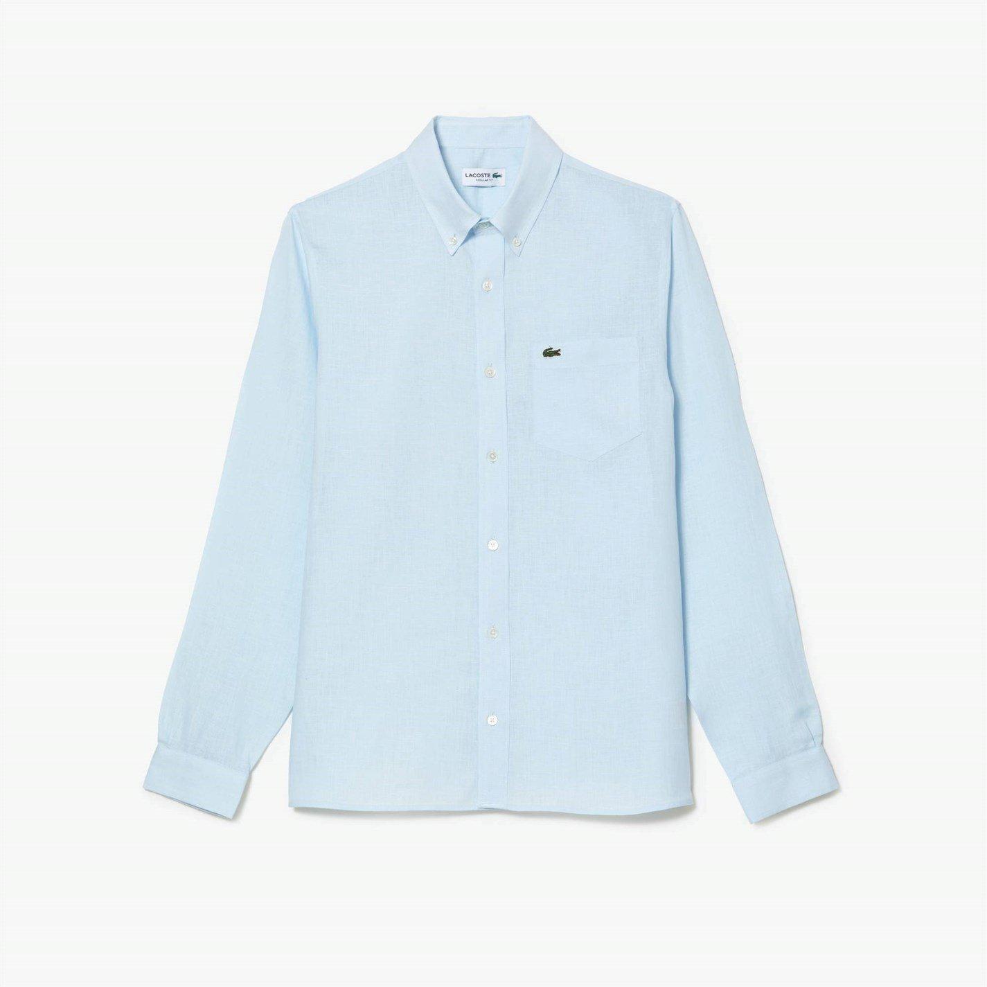 Plava T01 - Lacoste - Long Sleeve Linen Shirt - 4
