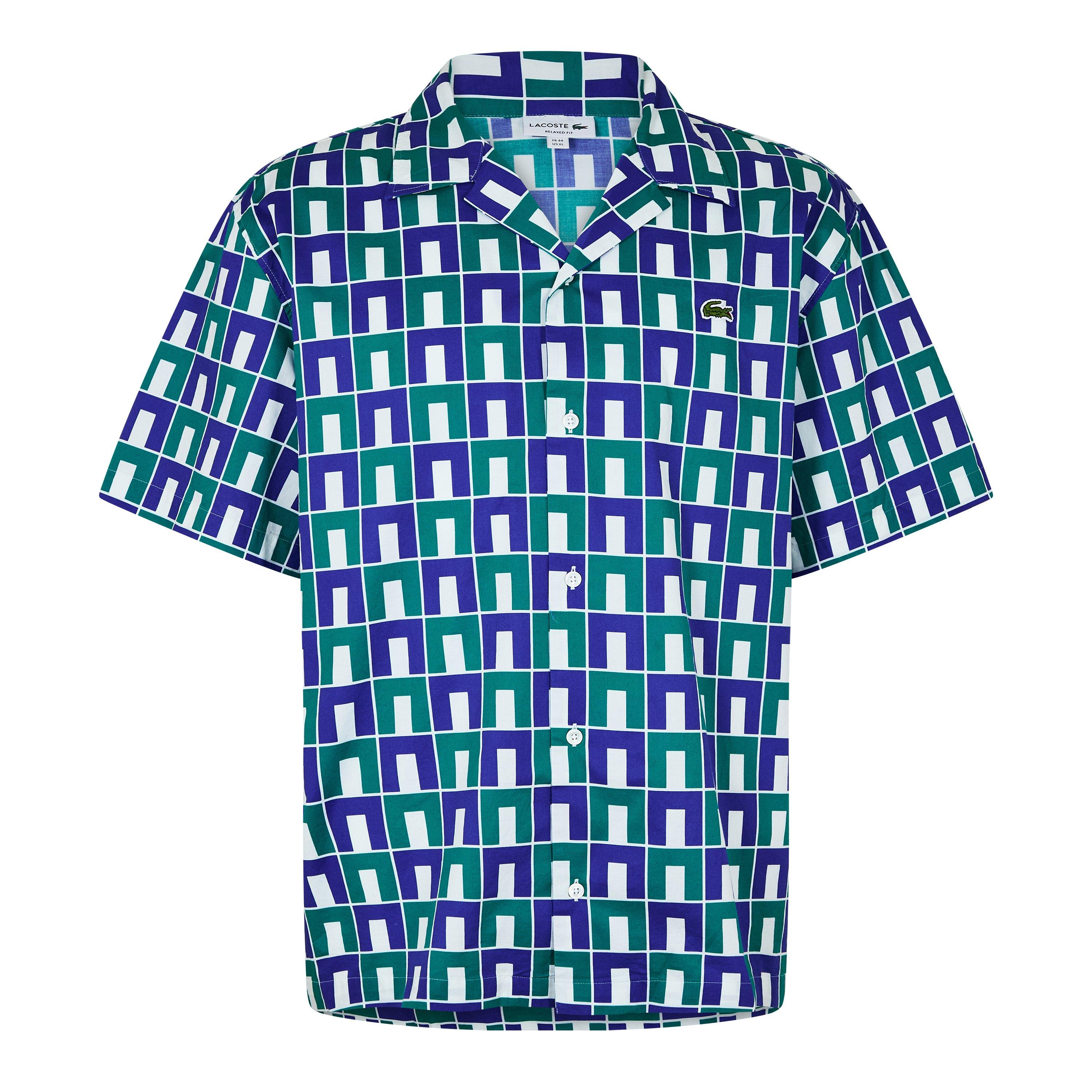 Verde IS8 - Lacoste - Short Sleeved Monogram Print Shirt - 1