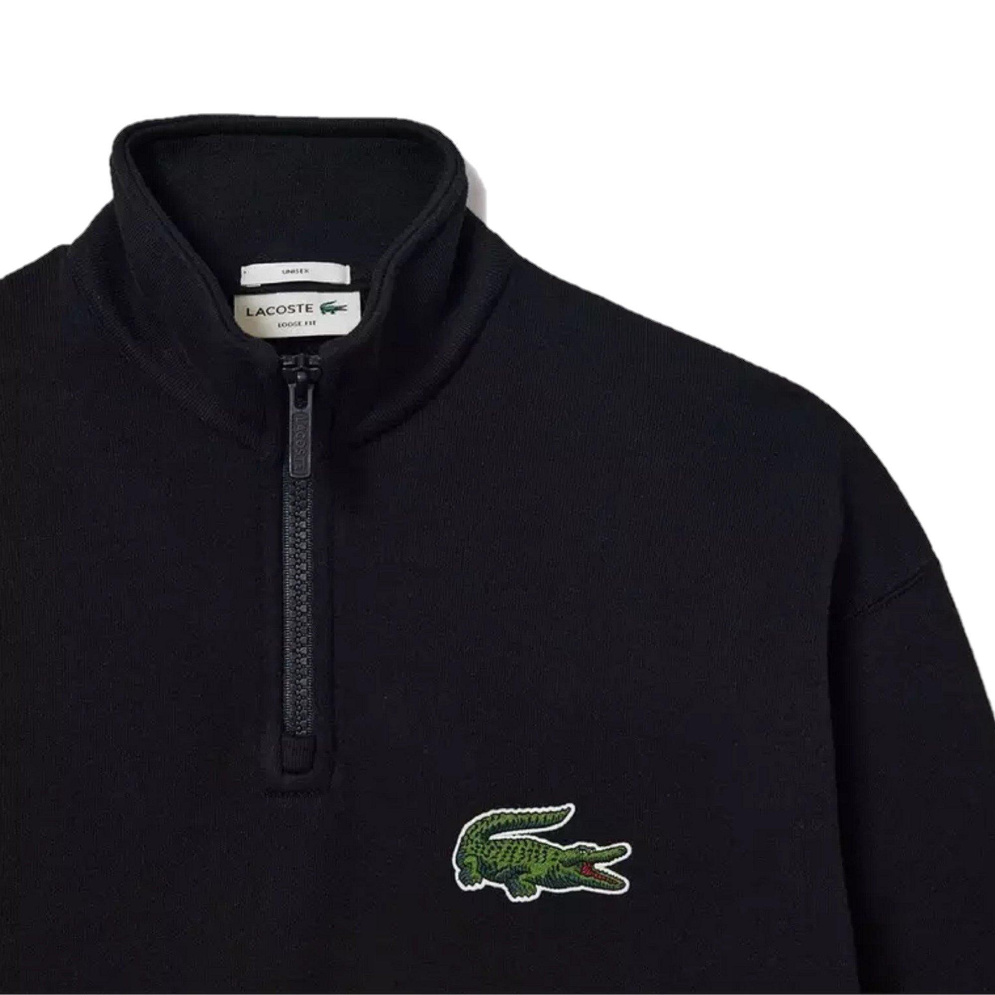 Black - Lacoste - Rg quarter Zip Fleece Top - 3