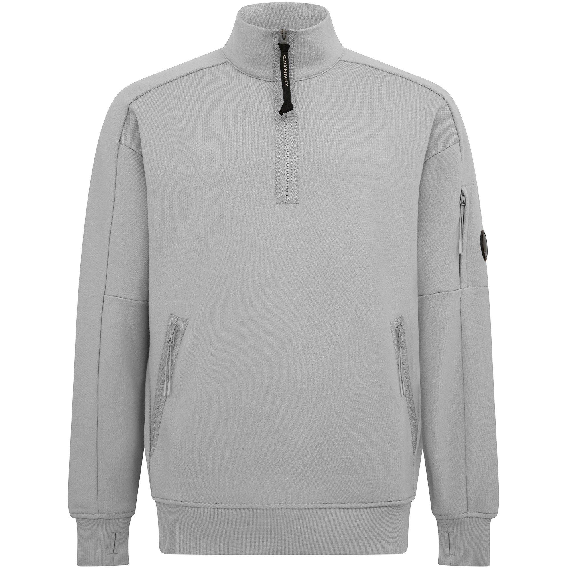 Grey Mel M93 - CP Company - Men's Lens Quarter-Zip Fleece Top - 7