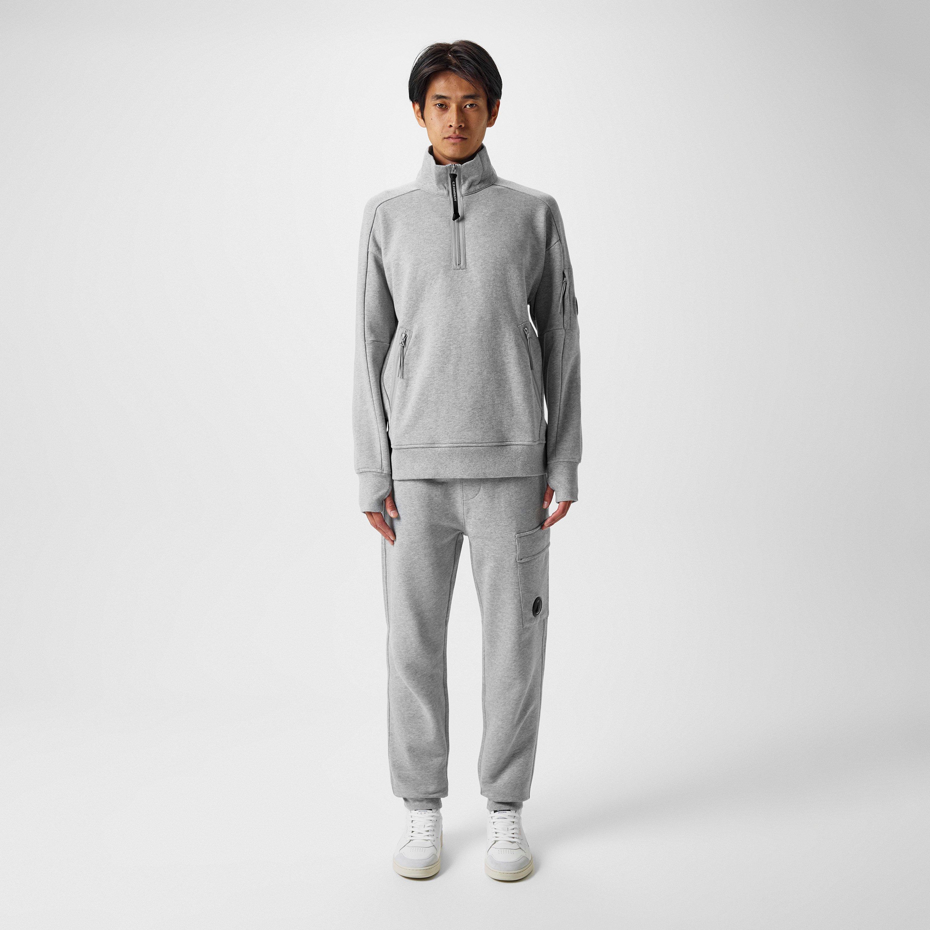 Grey Mel M93 - CP Company - Men's Lens Quarter-Zip Fleece Top - 6