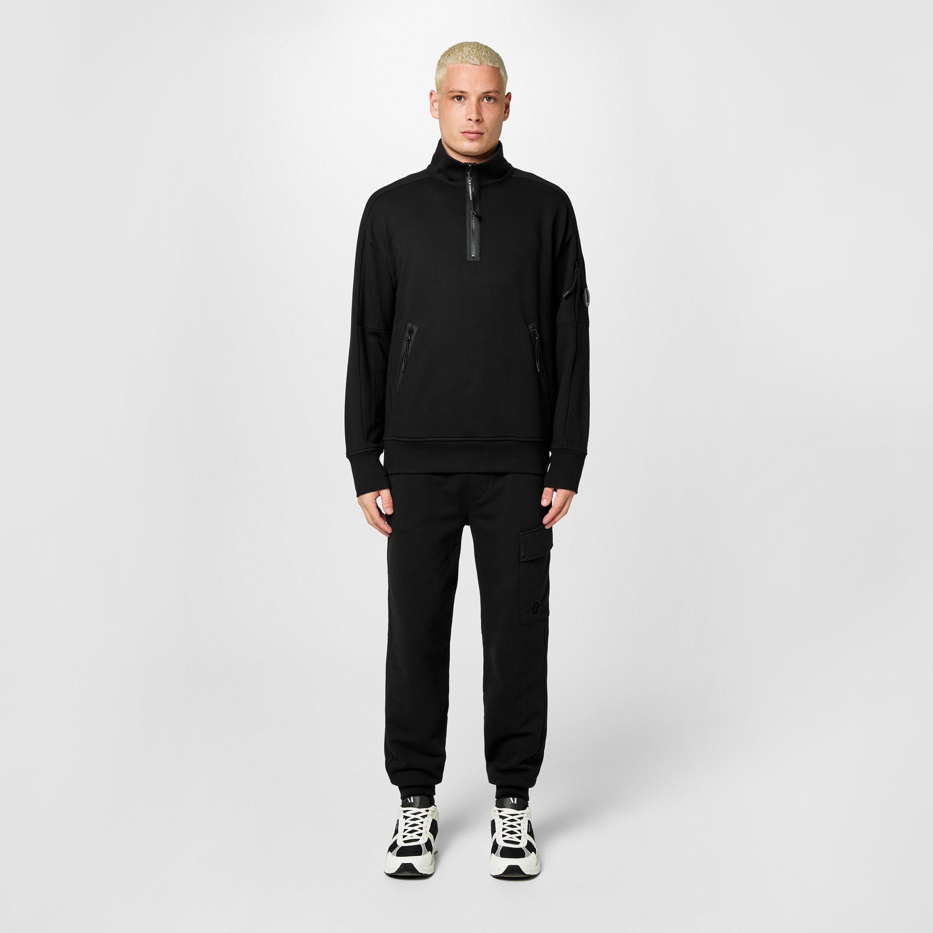 Black 999 - CP Company - Men's Lens Quarter-Zip Fleece Top - 6