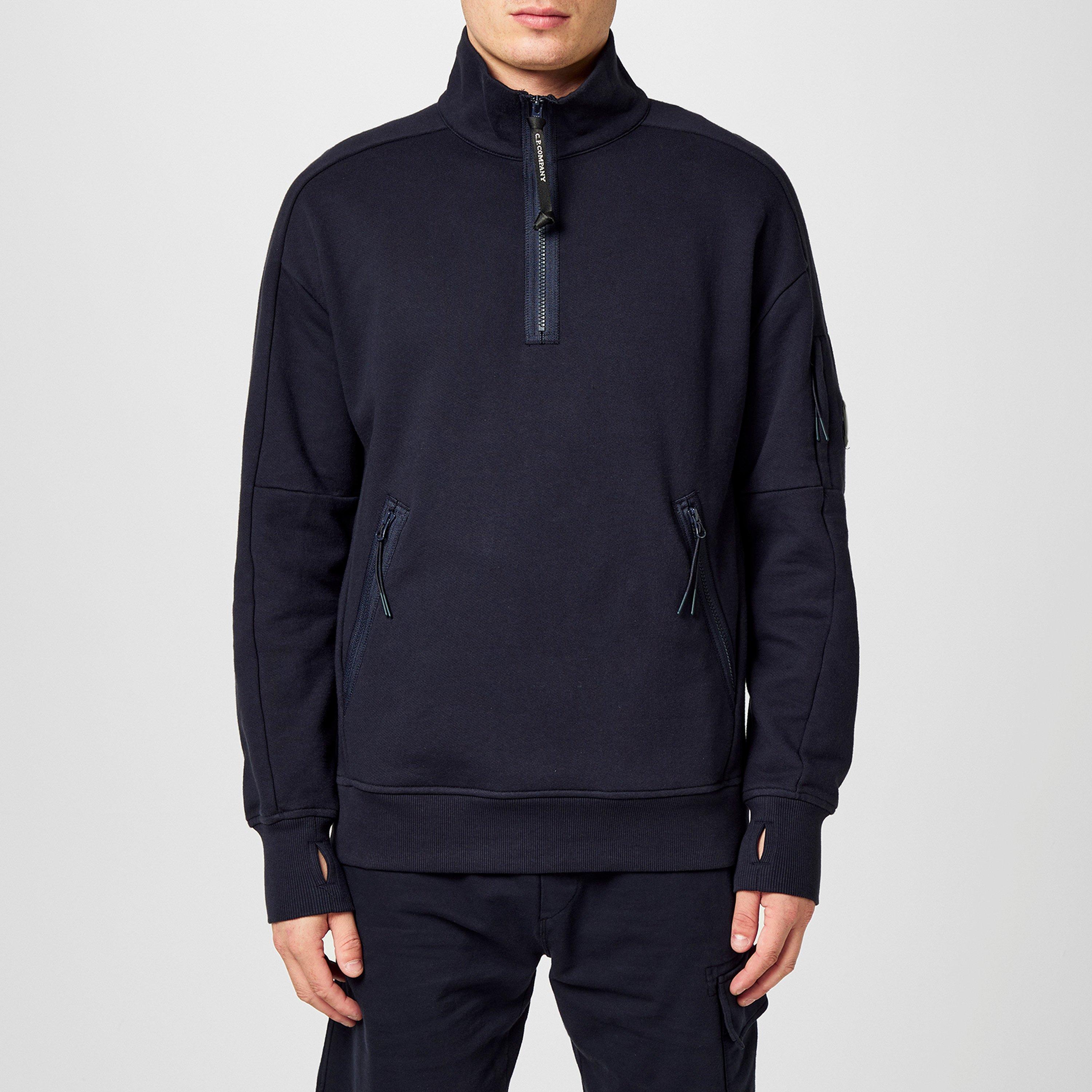 ★C.P. Company★ Men's Lens Wafen Light Fleece Man to Man Iv CP Company | Men's Lens Quarter-Zip Fleece Top | 1/4 Zip