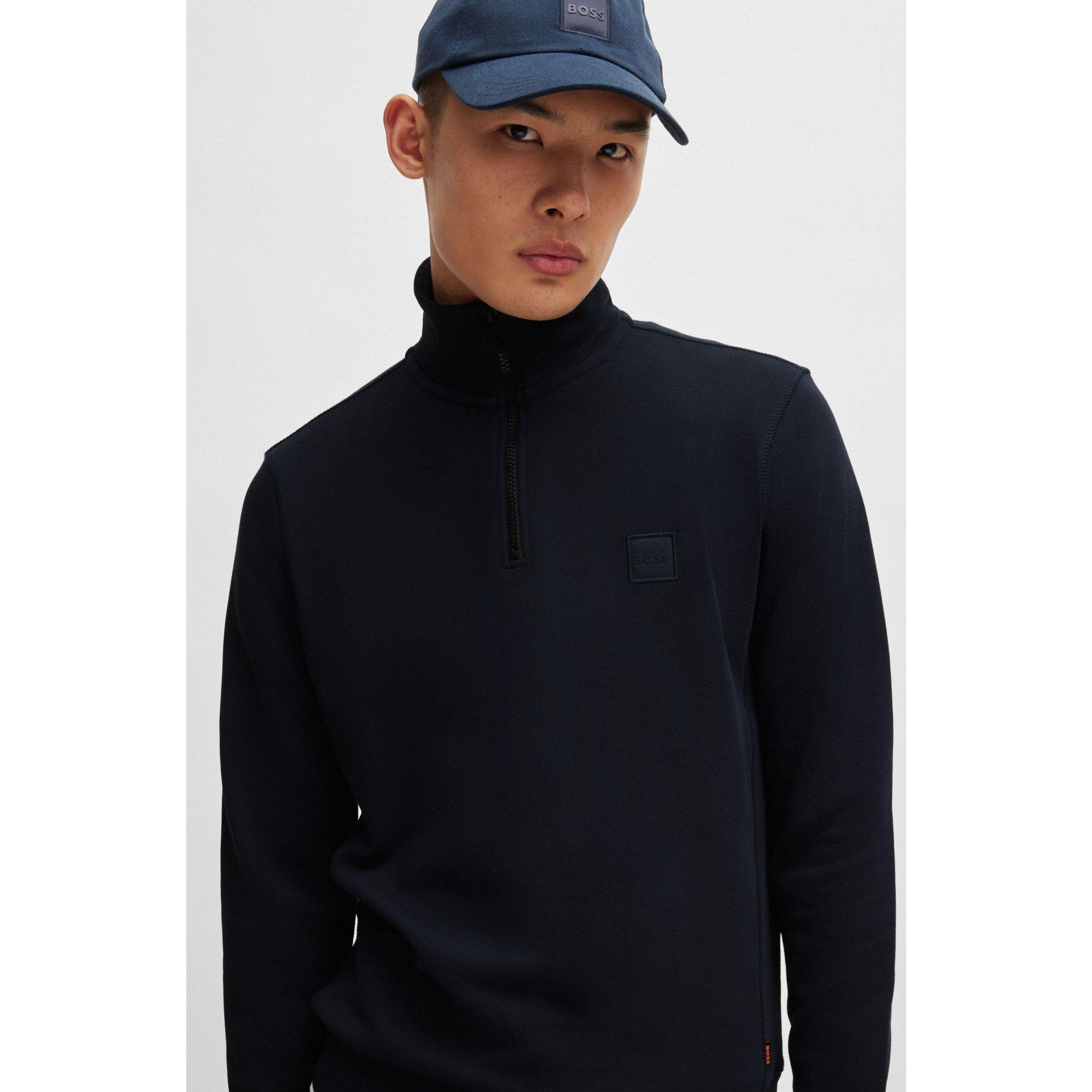 Dark Blue 404 - Boss - Men's Zetrust quarter Luxe Cotton Blend Sweatshirt - 5