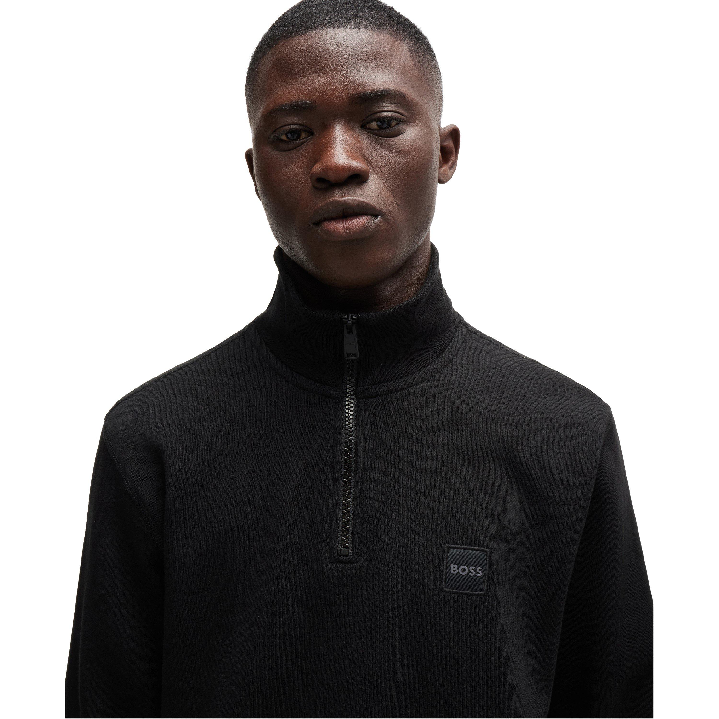 Black 001 - Boss - Men's Zetrust Cotton Long Sleeve 1/4 Zip Fleece - 5