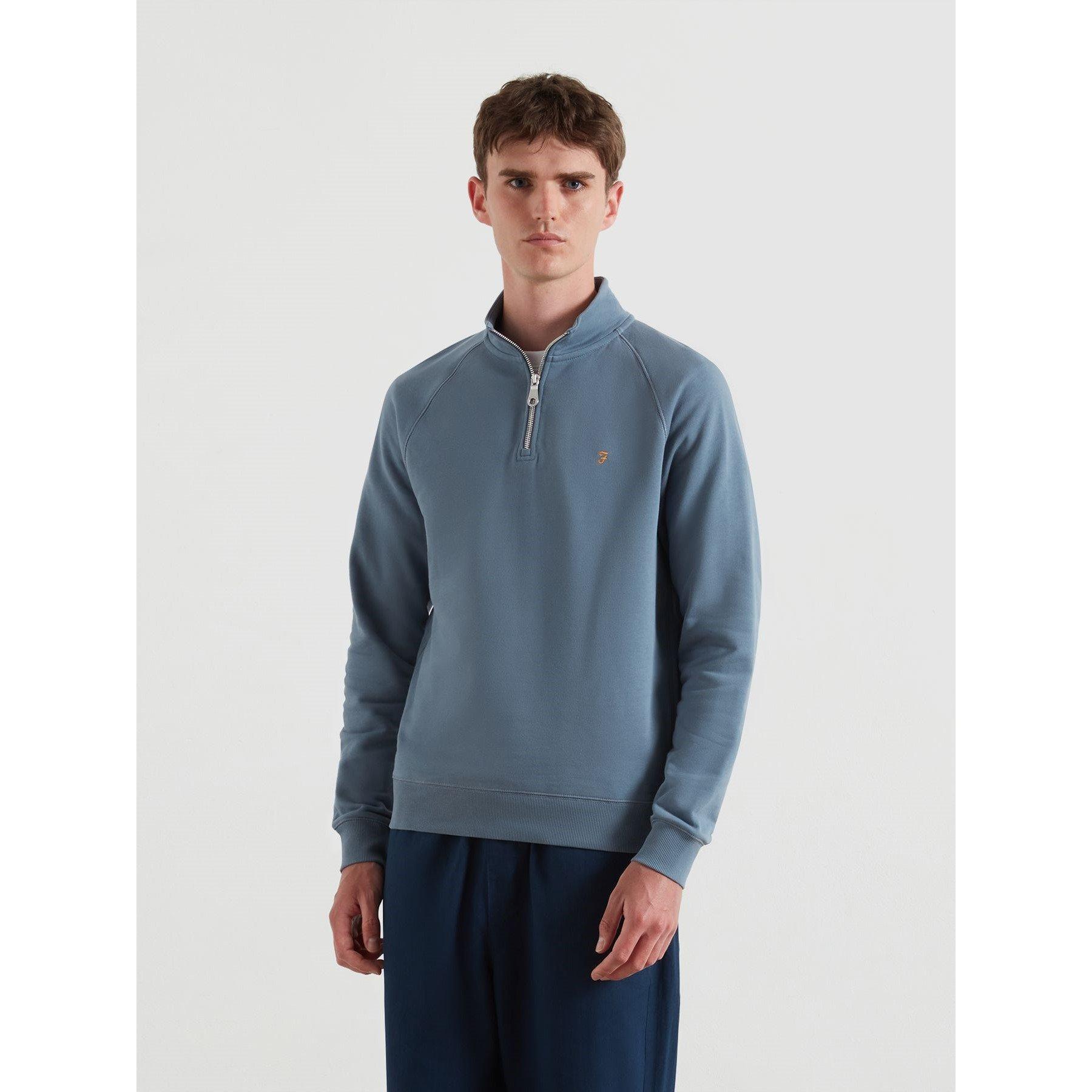 Farah Men's Jim Zip Jumper - Chalk Blue 413 - Medium