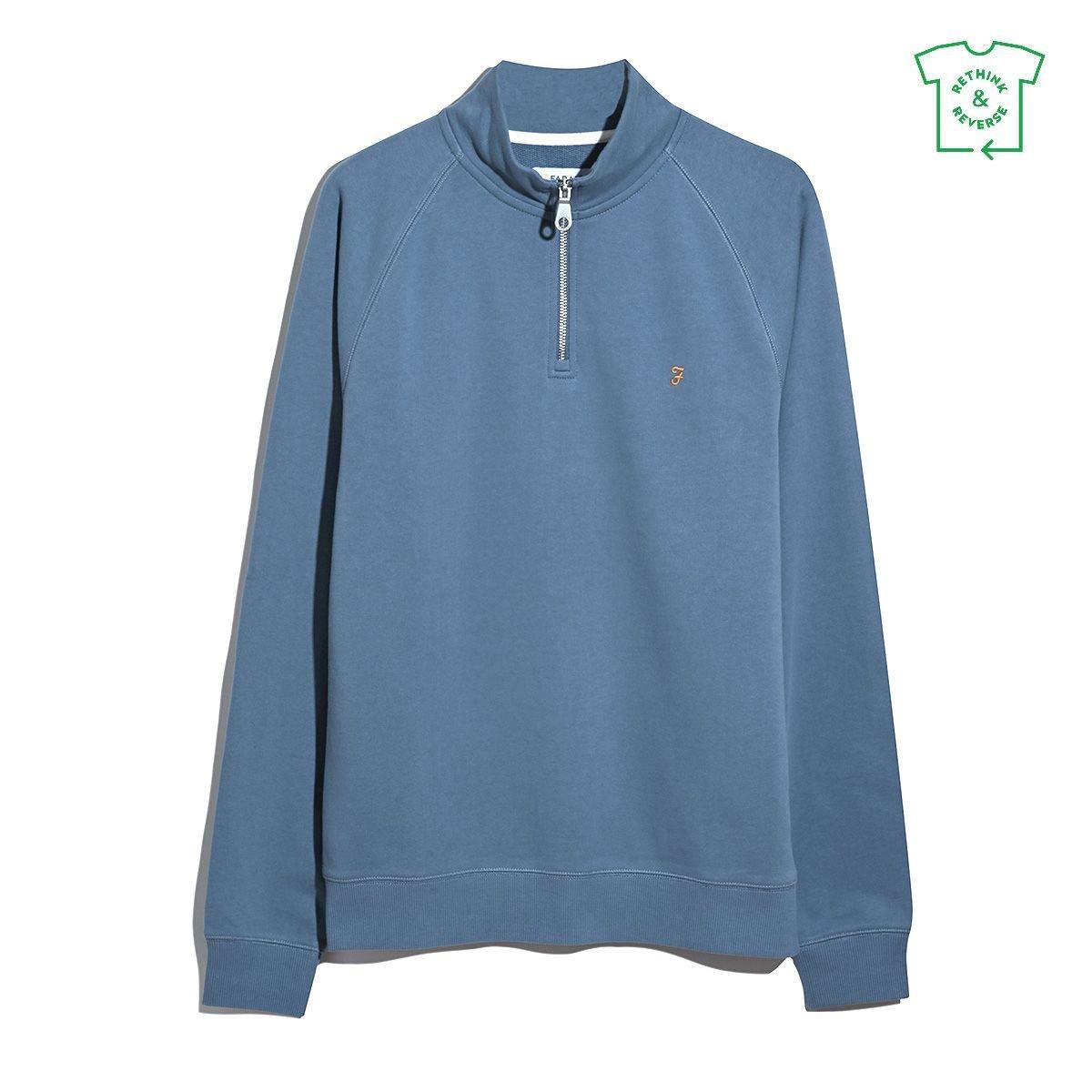 Farah Men's Jim Zip Jumper - Blue Tide 401 - Medium
