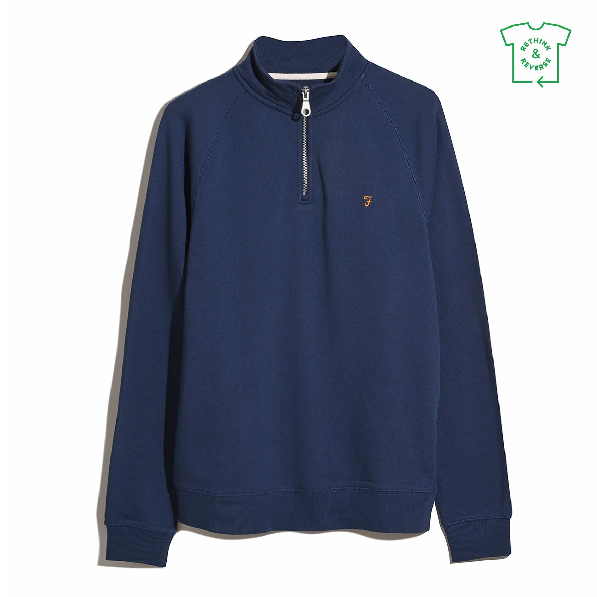 Farah Men's Jim Zip Jumper - Sigil Blue 415 - Medium