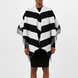 Valentino Fringed Striped Cashmere Blend Poncho